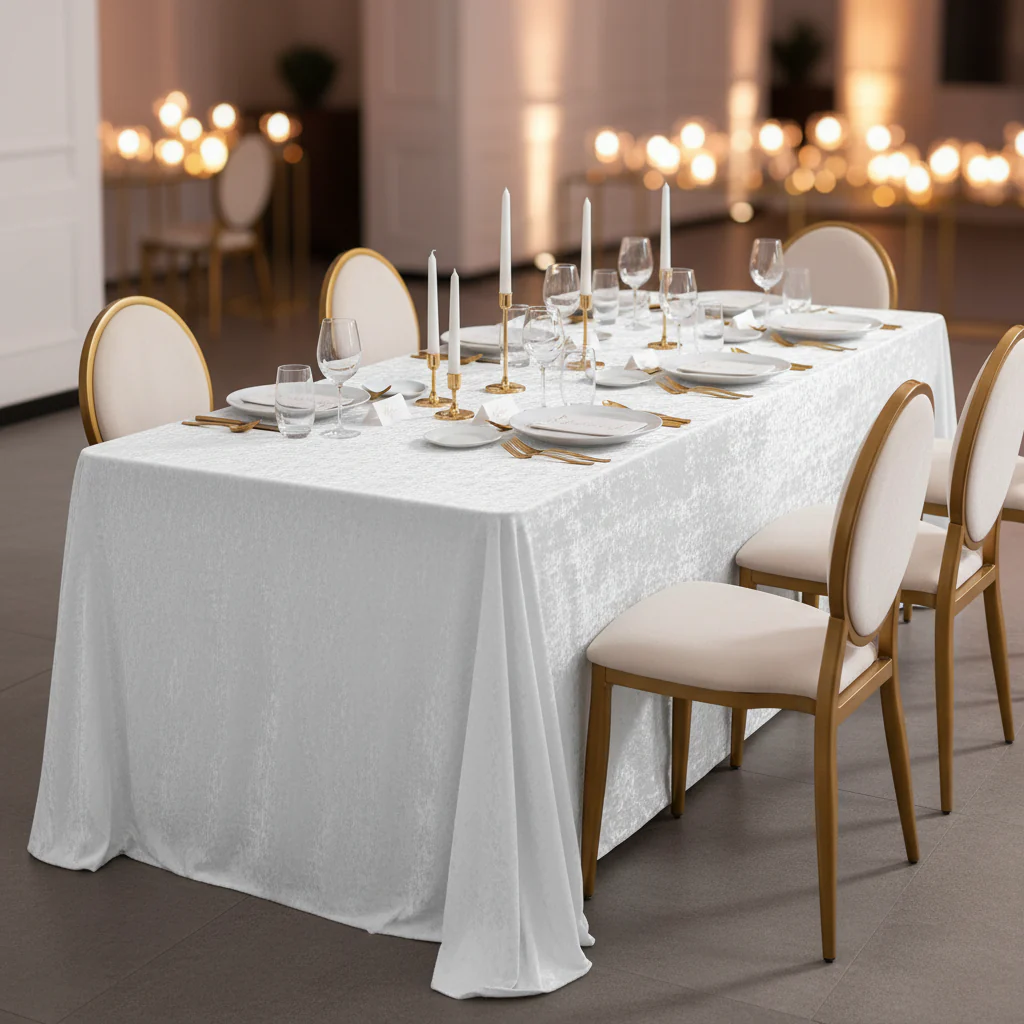 Velvet 90"x156" Rectangular Tablecloth - White - Image 3