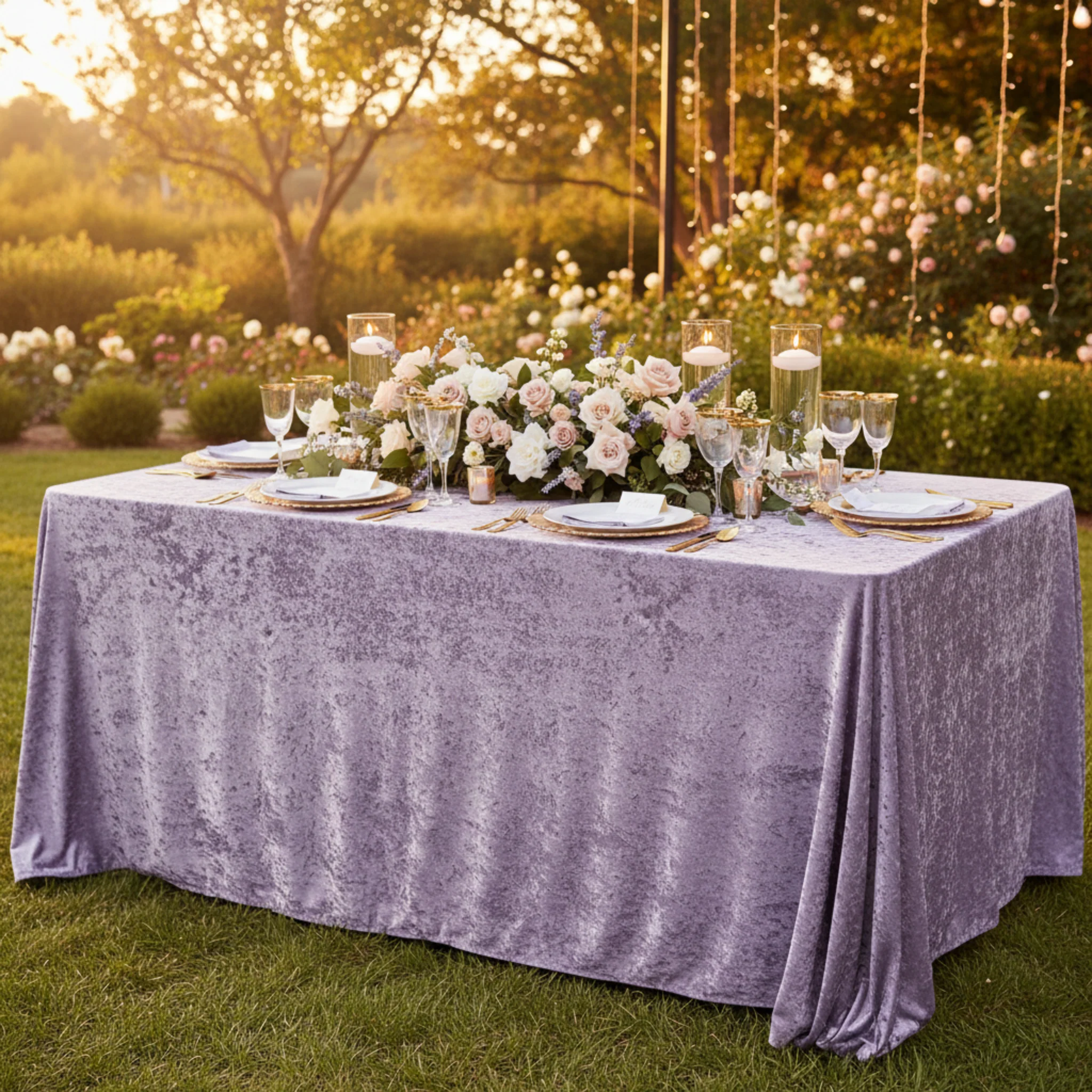 Velvet 90"x156" Rectangular Tablecloth - Wisteria - Image 3