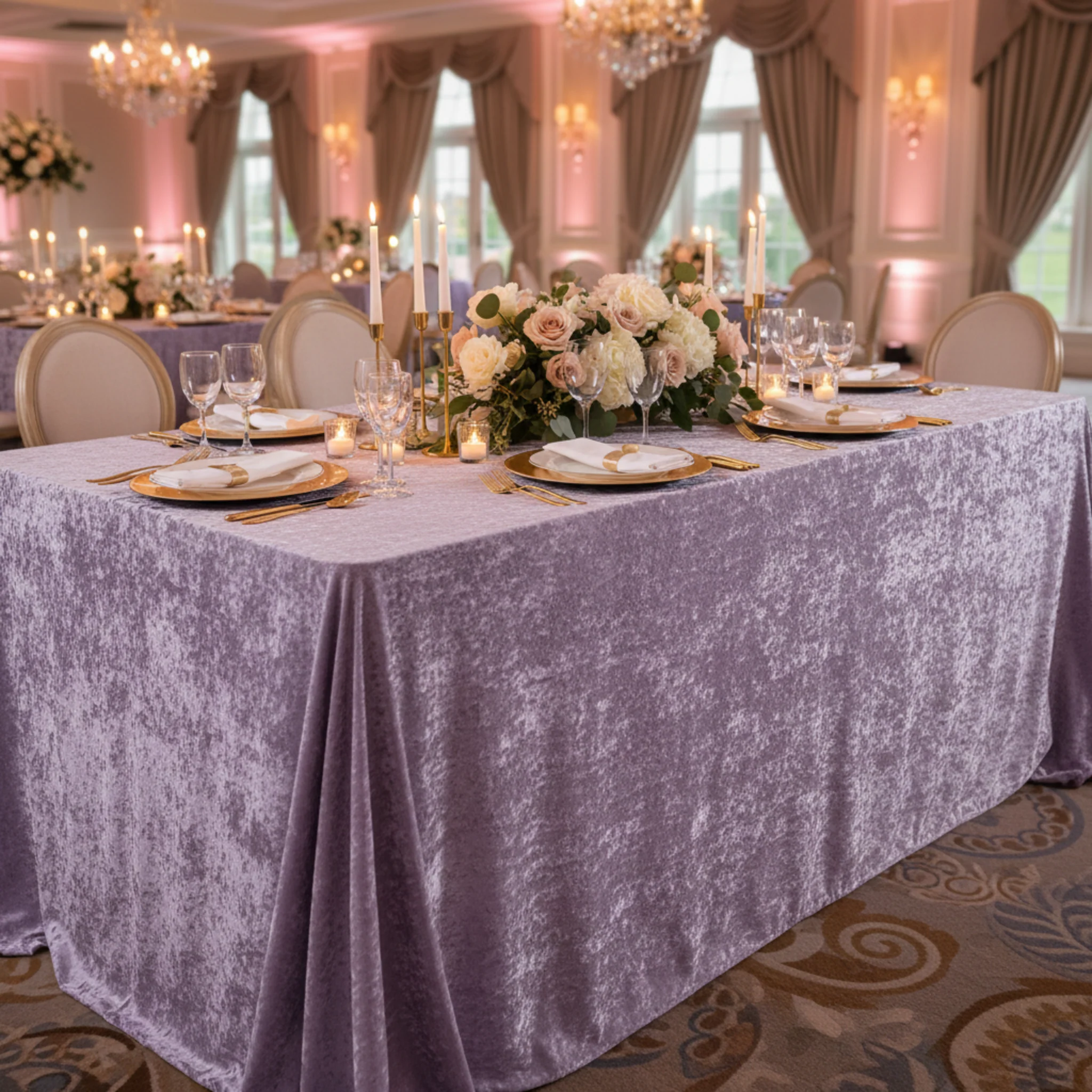 Velvet 90"x156" Rectangular Tablecloth - Wisteria - Image 4