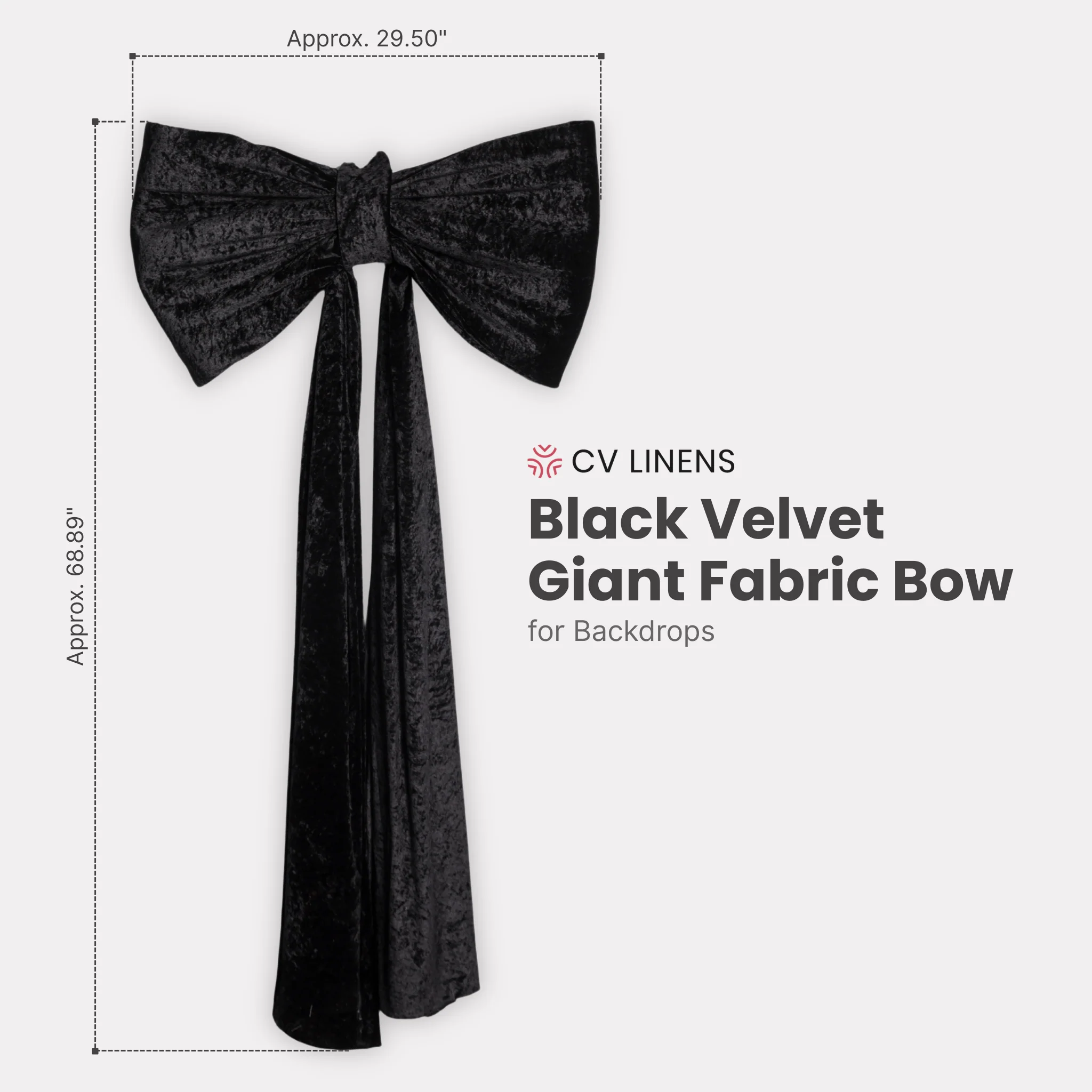 Velvet Giant Fabric Bow for Backdrop - Black