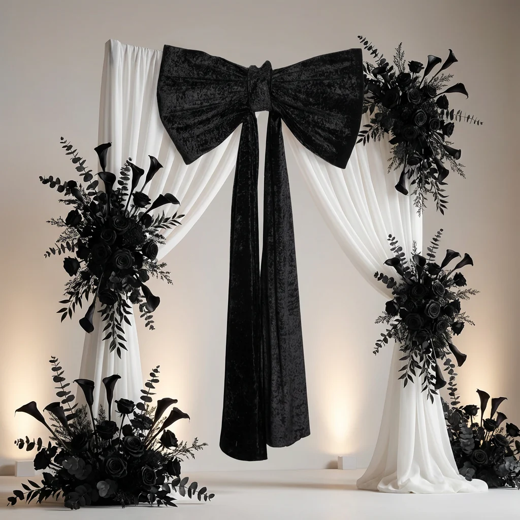 Velvet Giant Fabric Bow for Backdrop - Black - Image 3