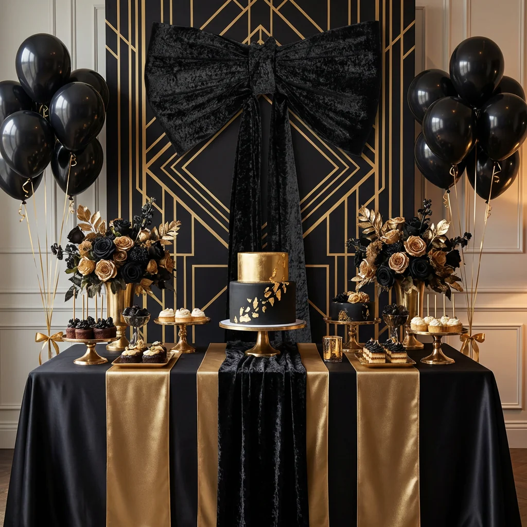 Velvet Giant Fabric Bow for Backdrop - Black - Image 5