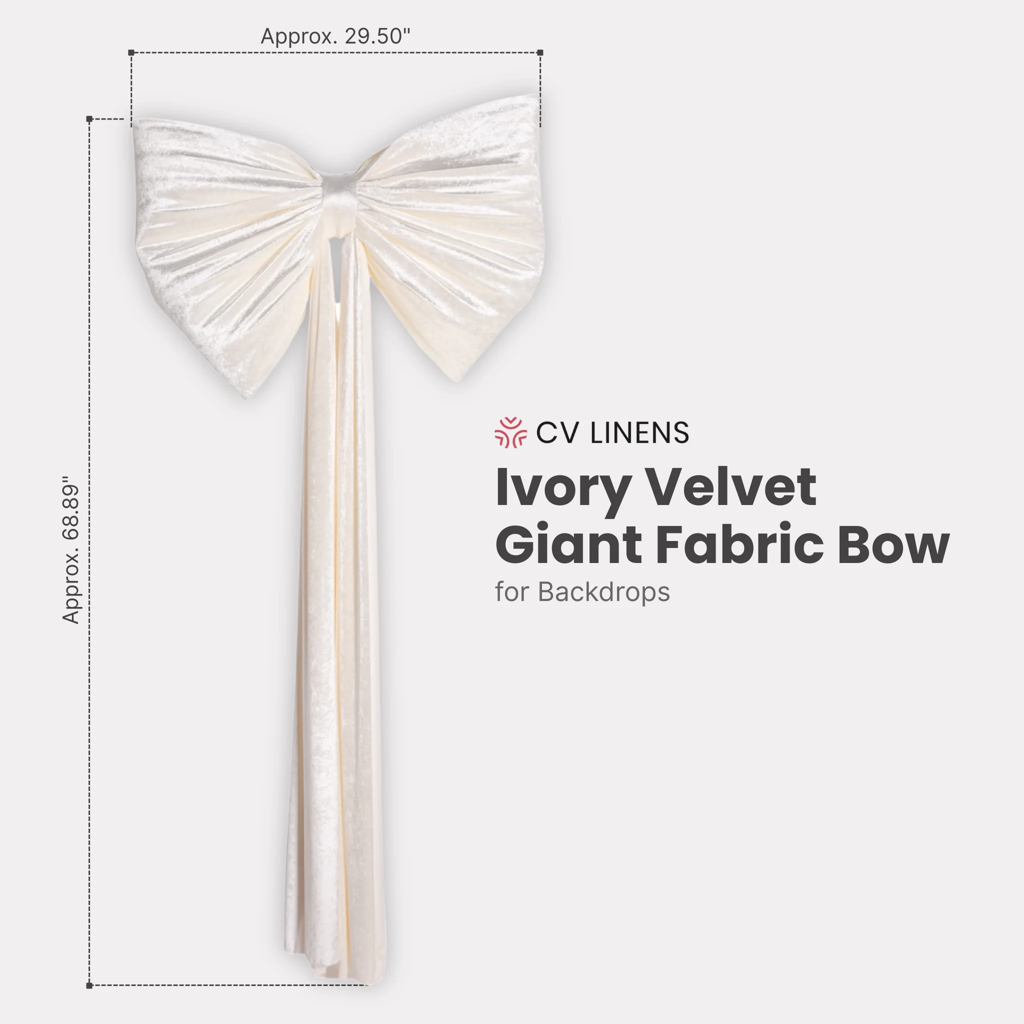 Velvet Giant Fabric Bow for Backdrop - Ivory