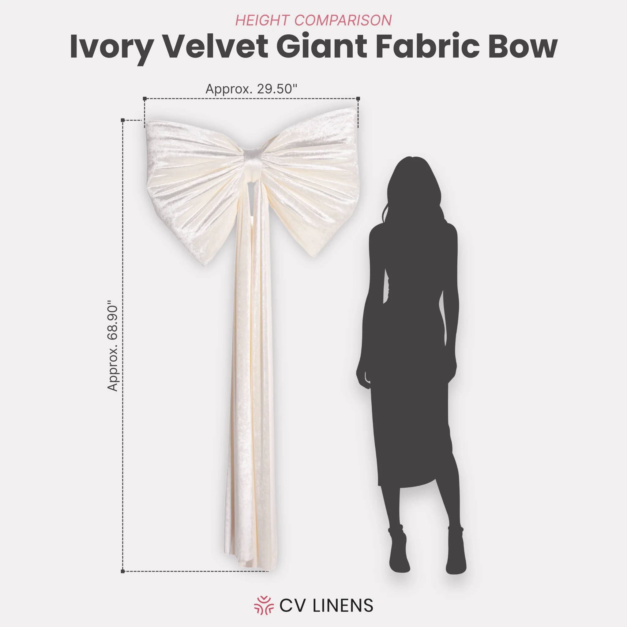 Velvet Giant Fabric Bow for Backdrop - Ivory - Image 2