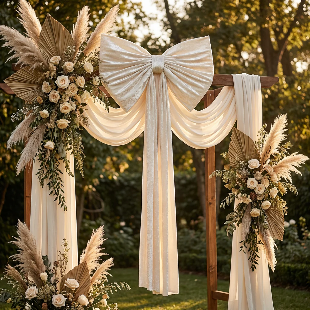 Velvet Giant Fabric Bow for Backdrop - Ivory - Image 3
