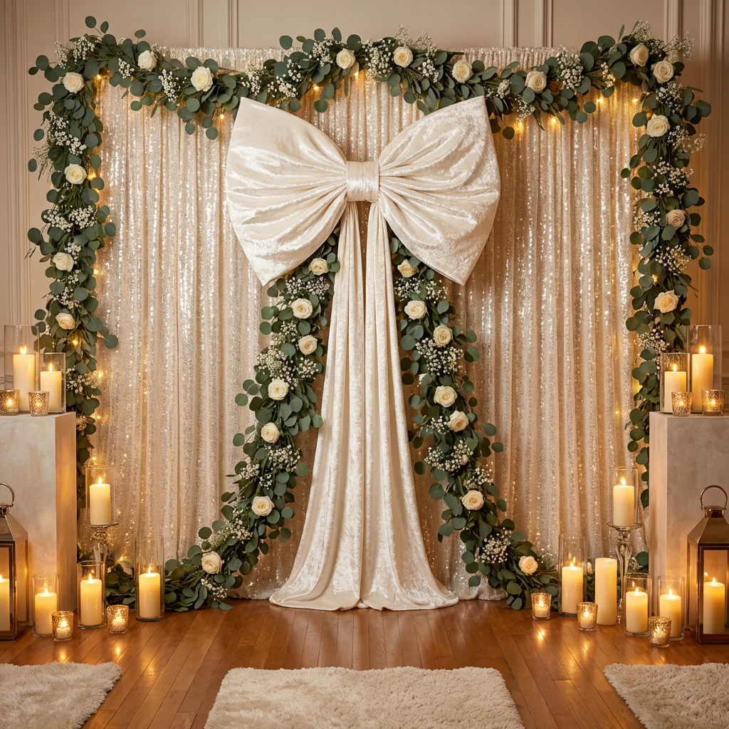 Velvet Giant Fabric Bow for Backdrop - Ivory - Image 6