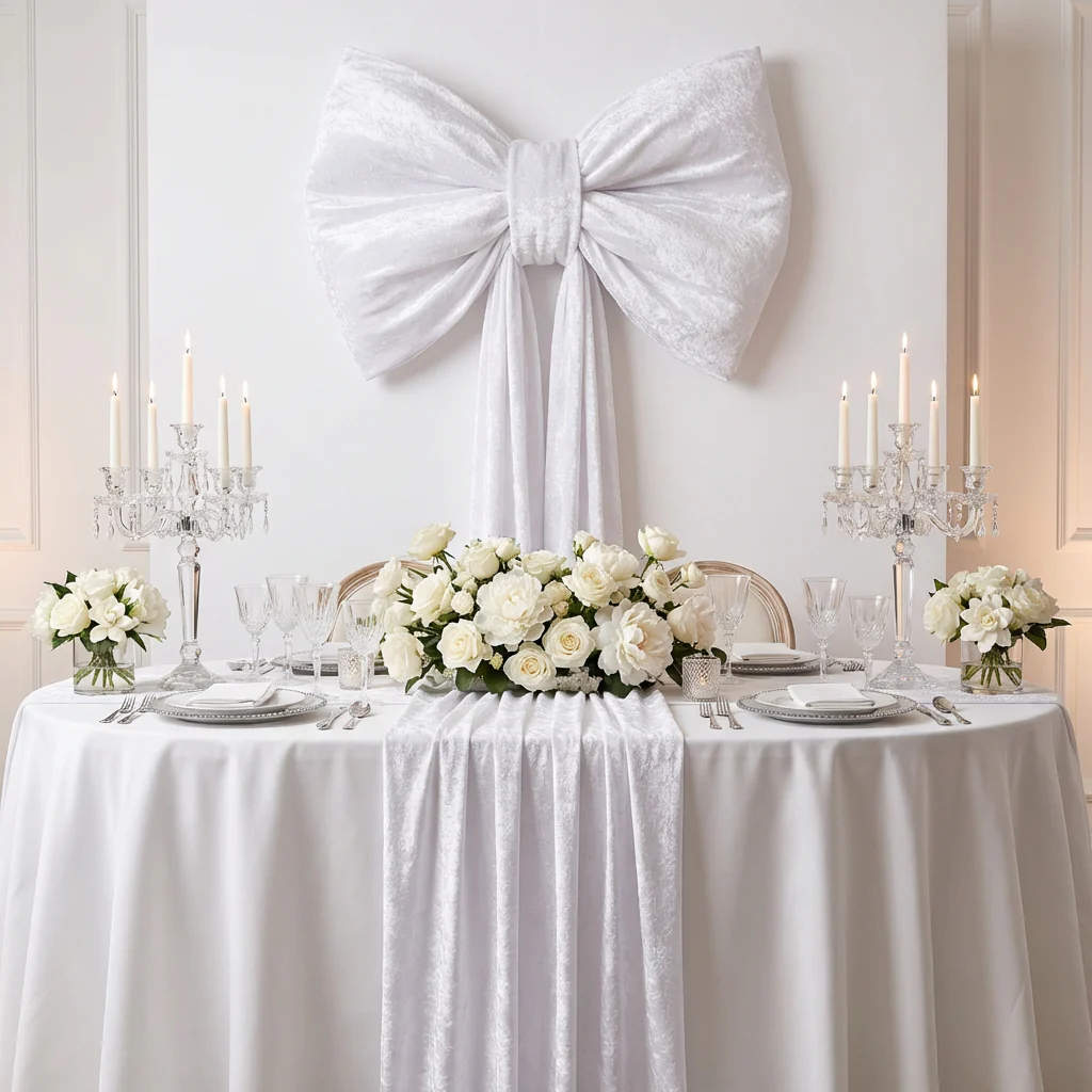 Velvet Giant Fabric Bow for Backdrop - White - Image 5