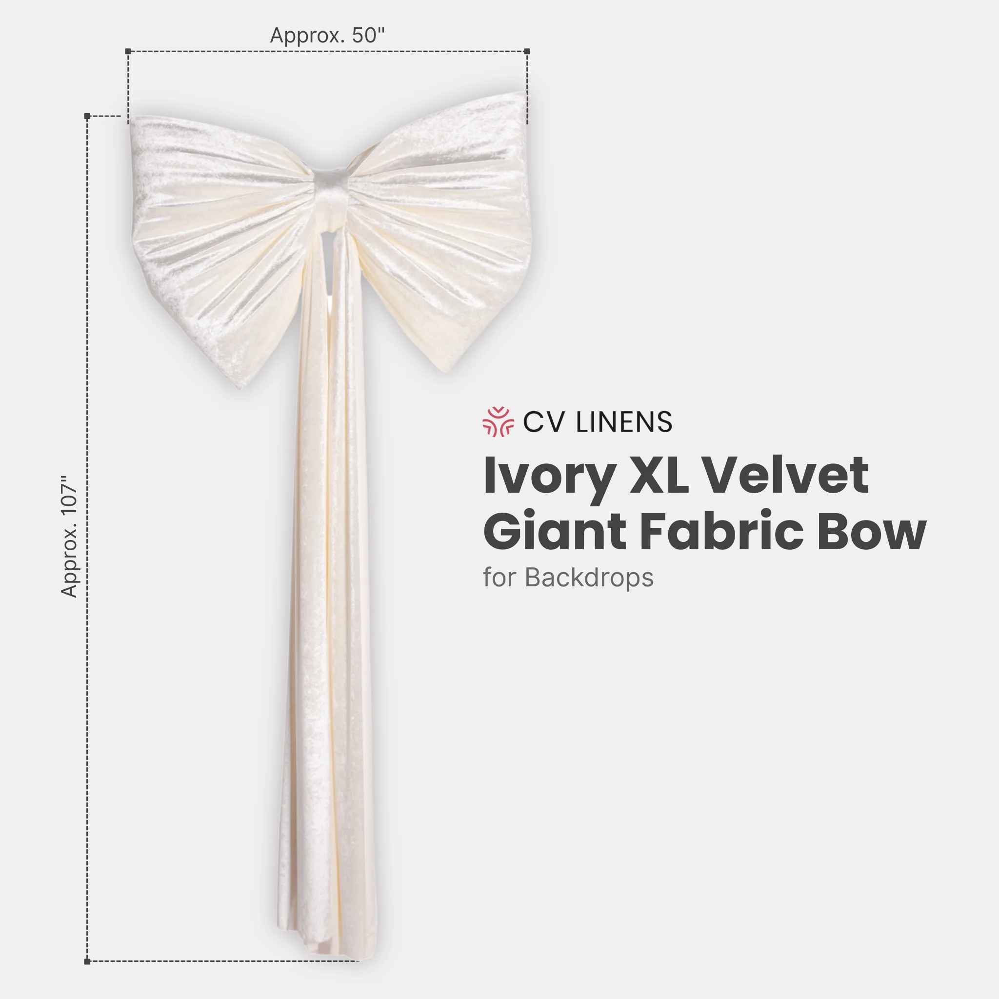 XL Velvet Giant Fabric Bow for Backdrop - Ivory