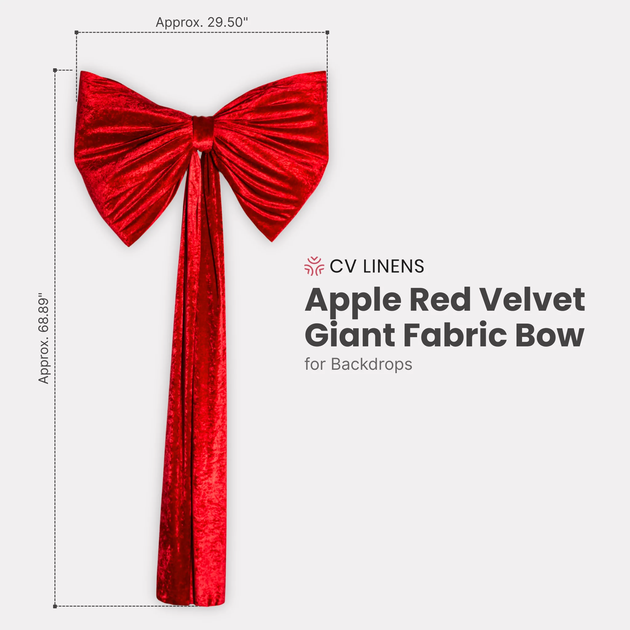 Velvet Giant Fabric Bow for Backdrop - Apple Red
