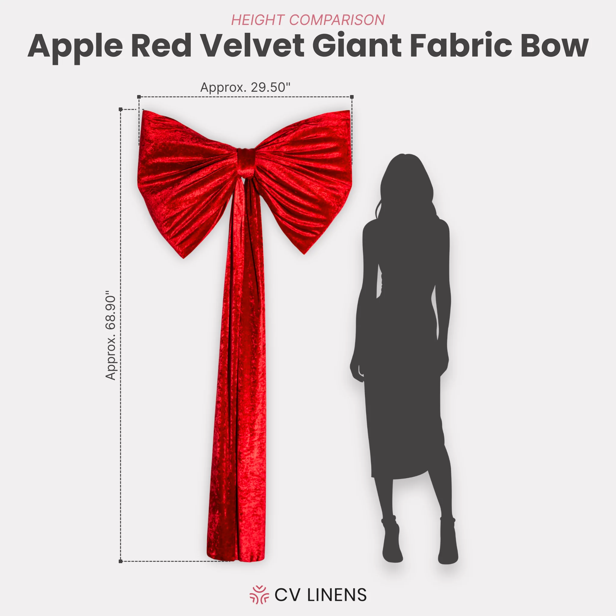 Velvet Giant Fabric Bow for Backdrop - Apple Red - Image 2