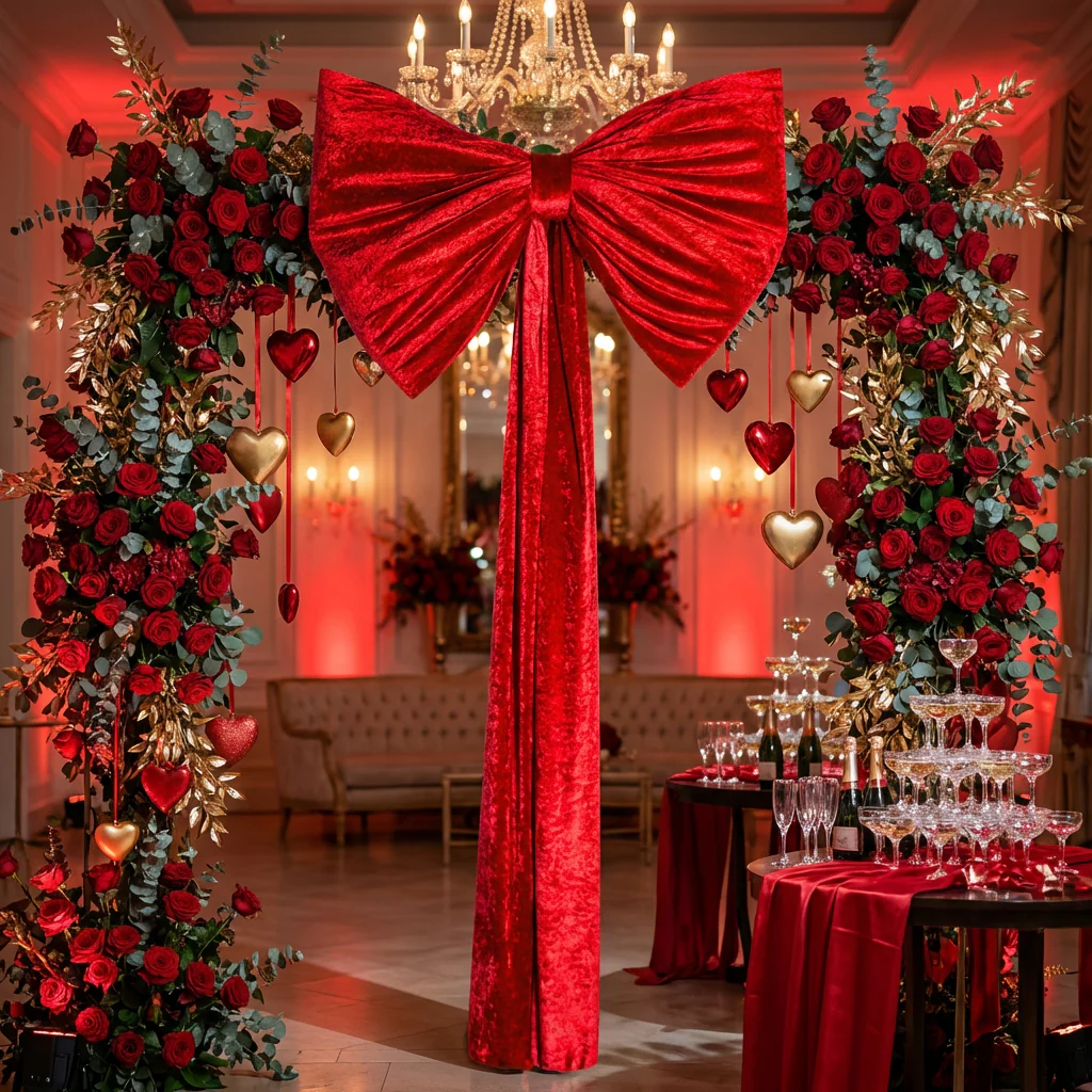 Velvet Giant Fabric Bow for Backdrop - Apple Red - Image 3