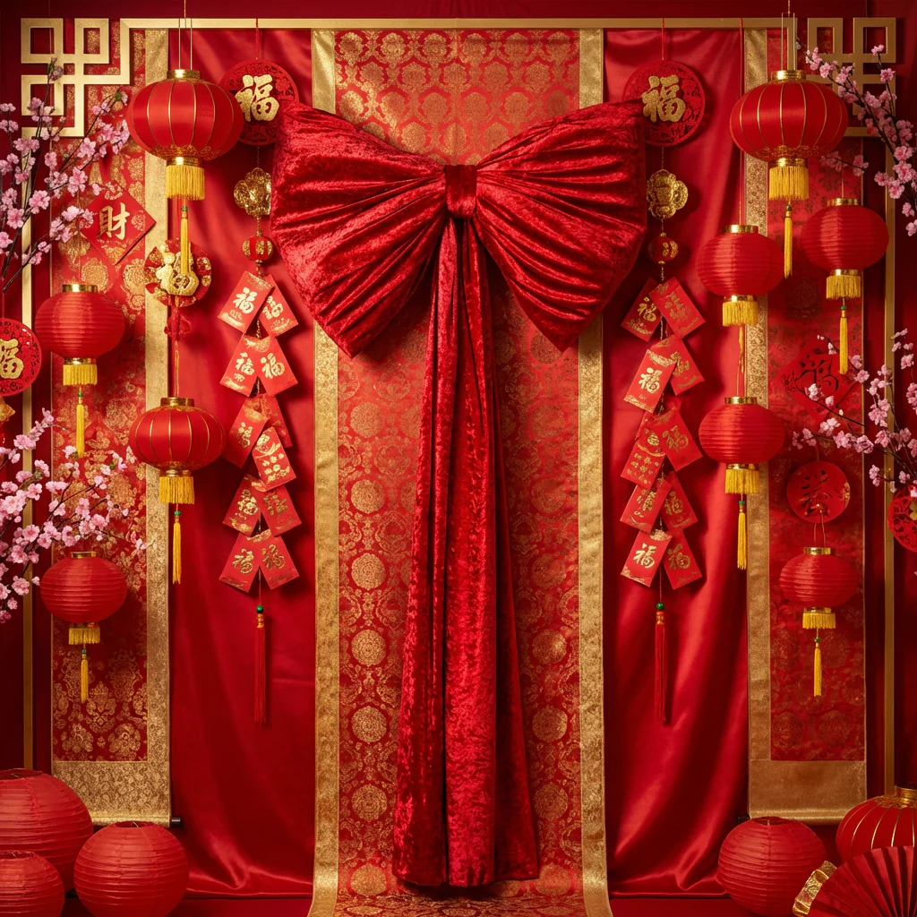 Velvet Giant Fabric Bow for Backdrop - Apple Red - Image 5