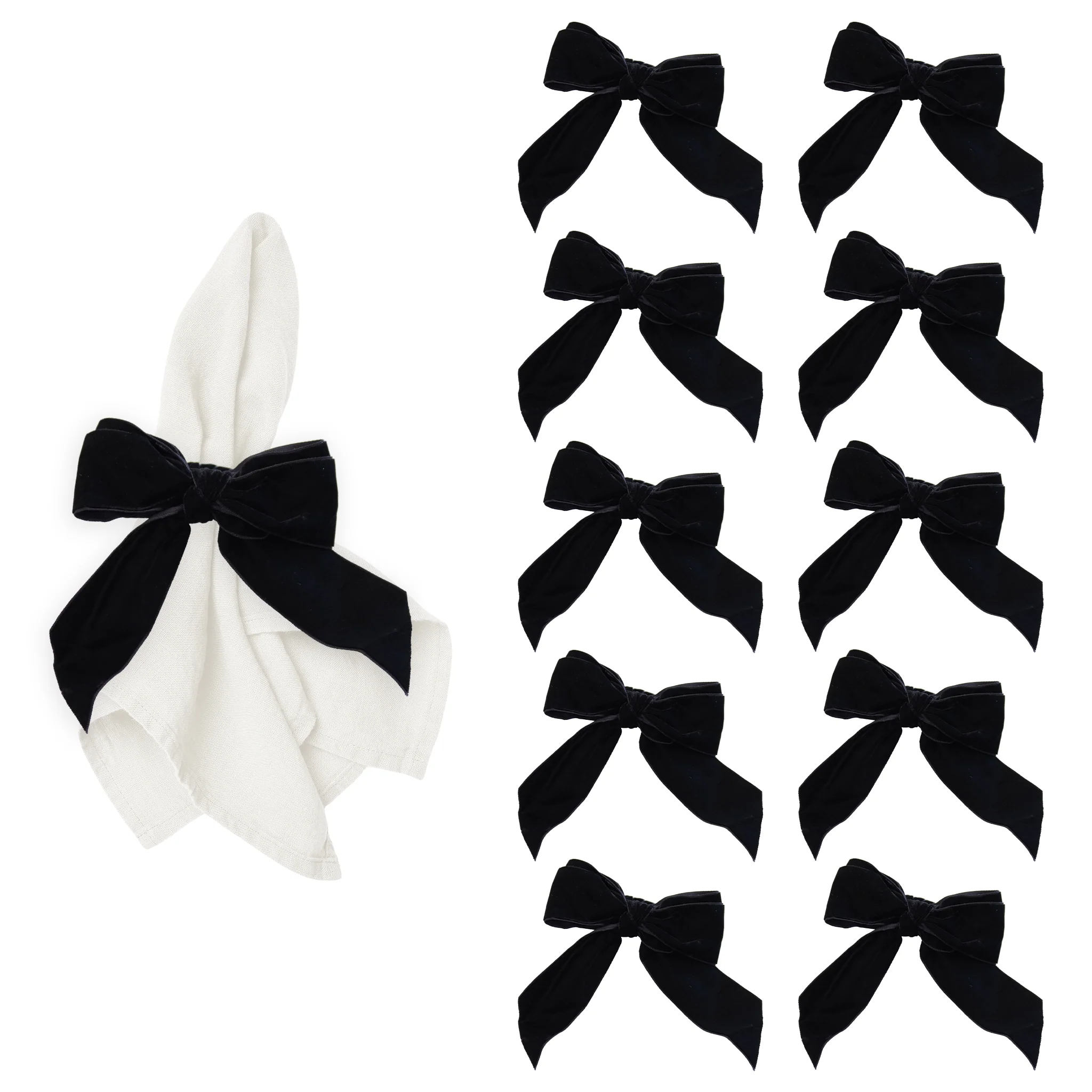 10 pc/pk Velvet Bow-Tie Napkin Ring - Black - Image 8