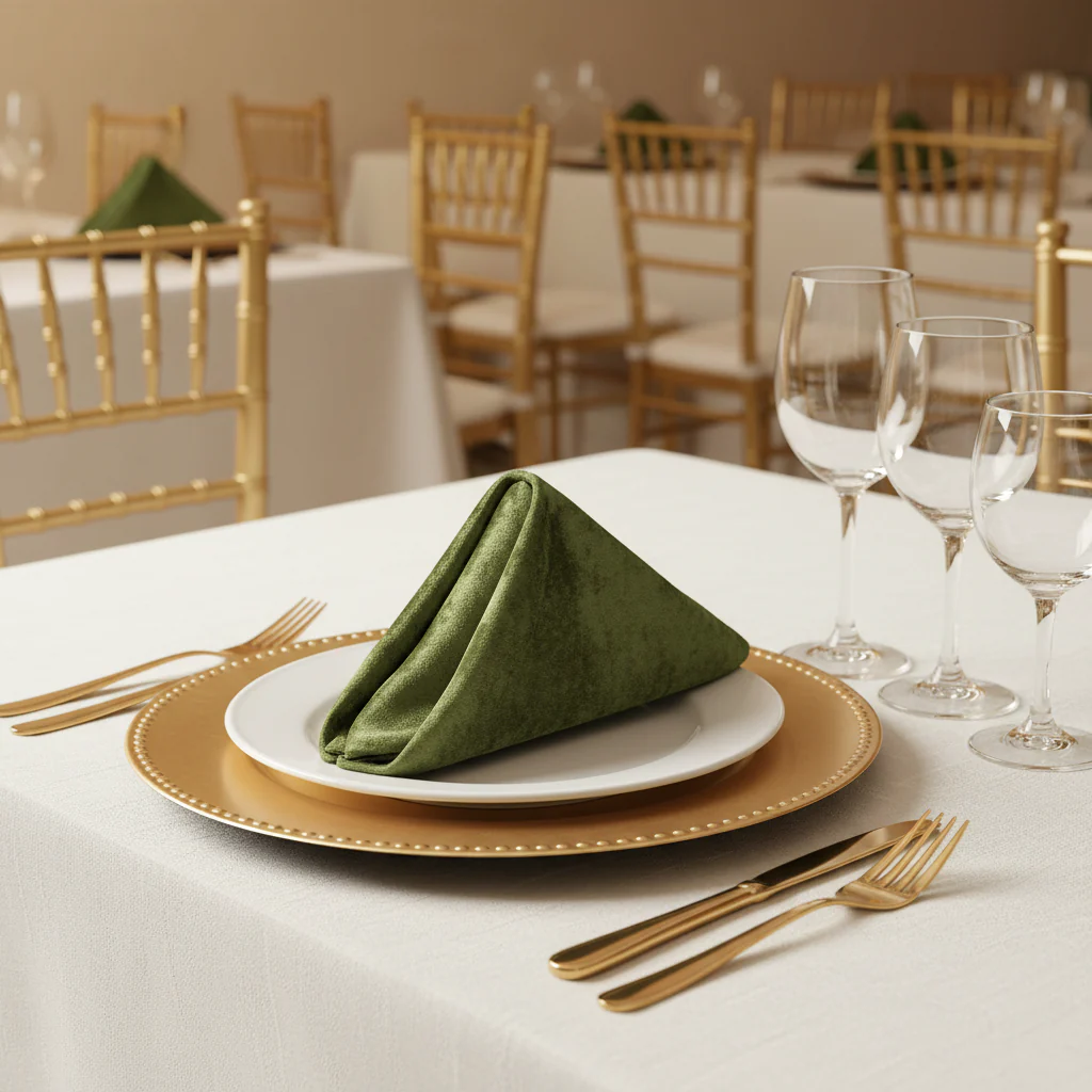 Velvet 20"x20" Linen Napkin - Dark Sage Green - Image 4