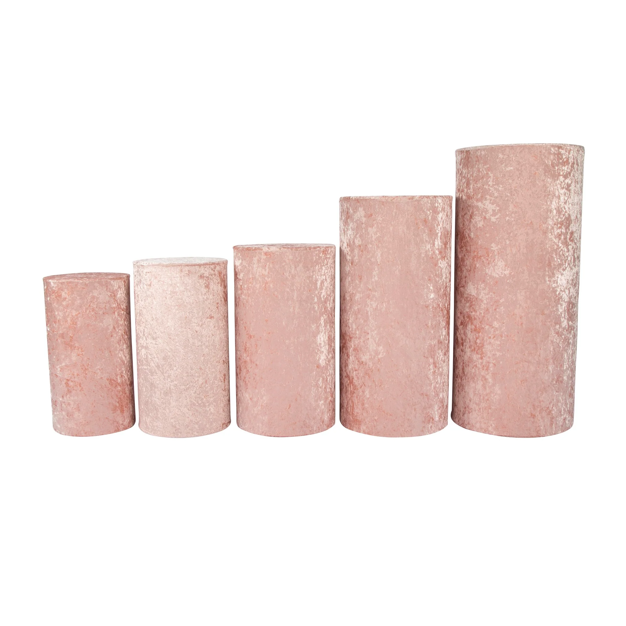 Velvet Covers for Metal Cylinder Pedestal Stands 5 pcs/set - Blush/Rose Gold - Image 2