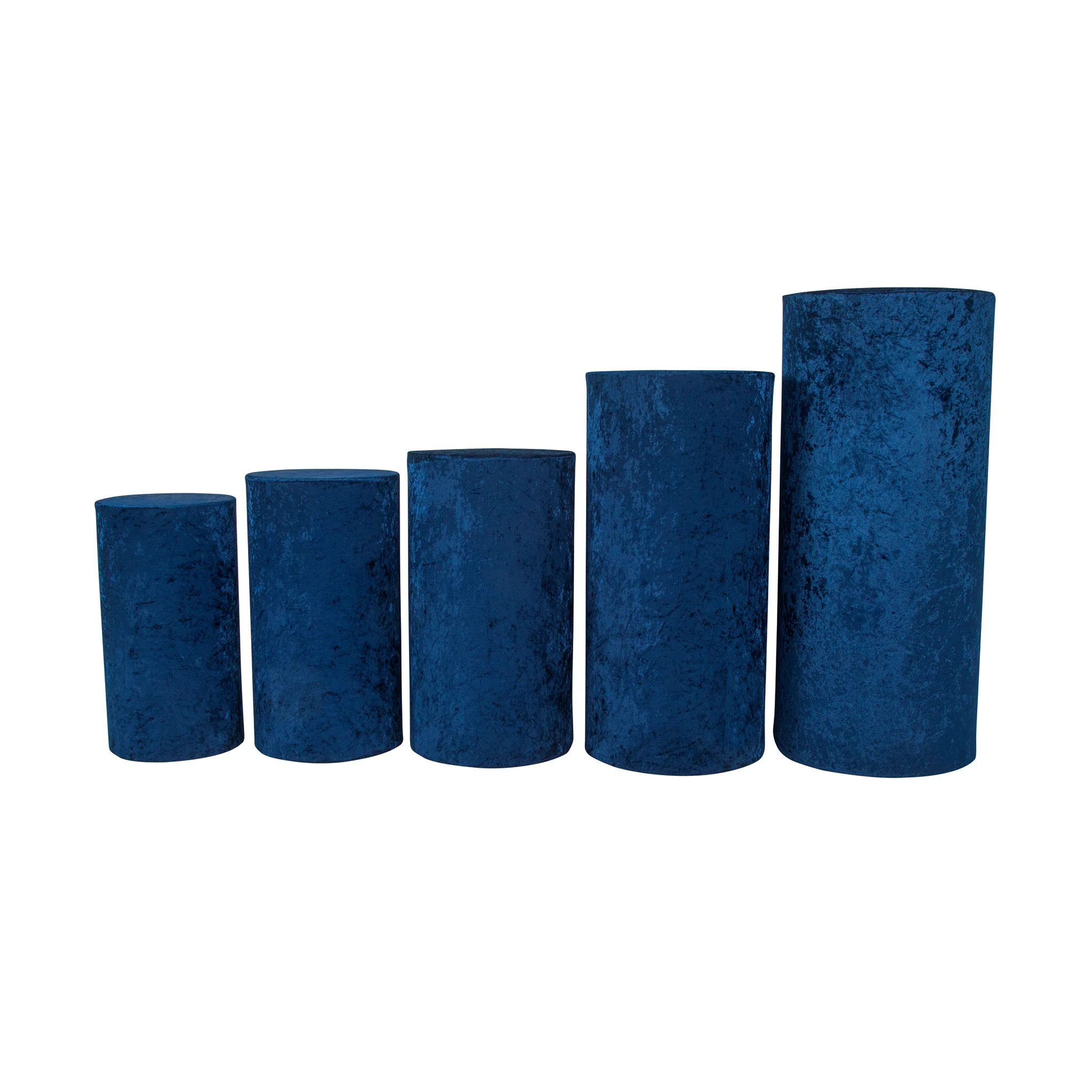 Velvet Covers for Metal Cylinder Pedestal Stands 5 pcs/set - Navy Blue - Image 2