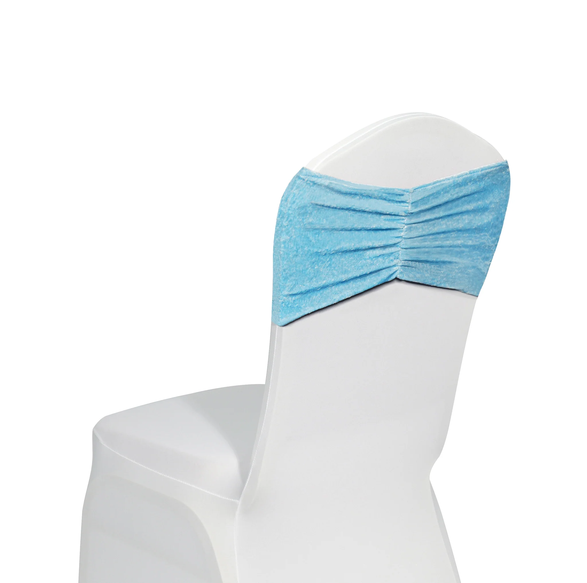 Velvet Ruffle Stretch Chair Band - Baby Blue - Image 3