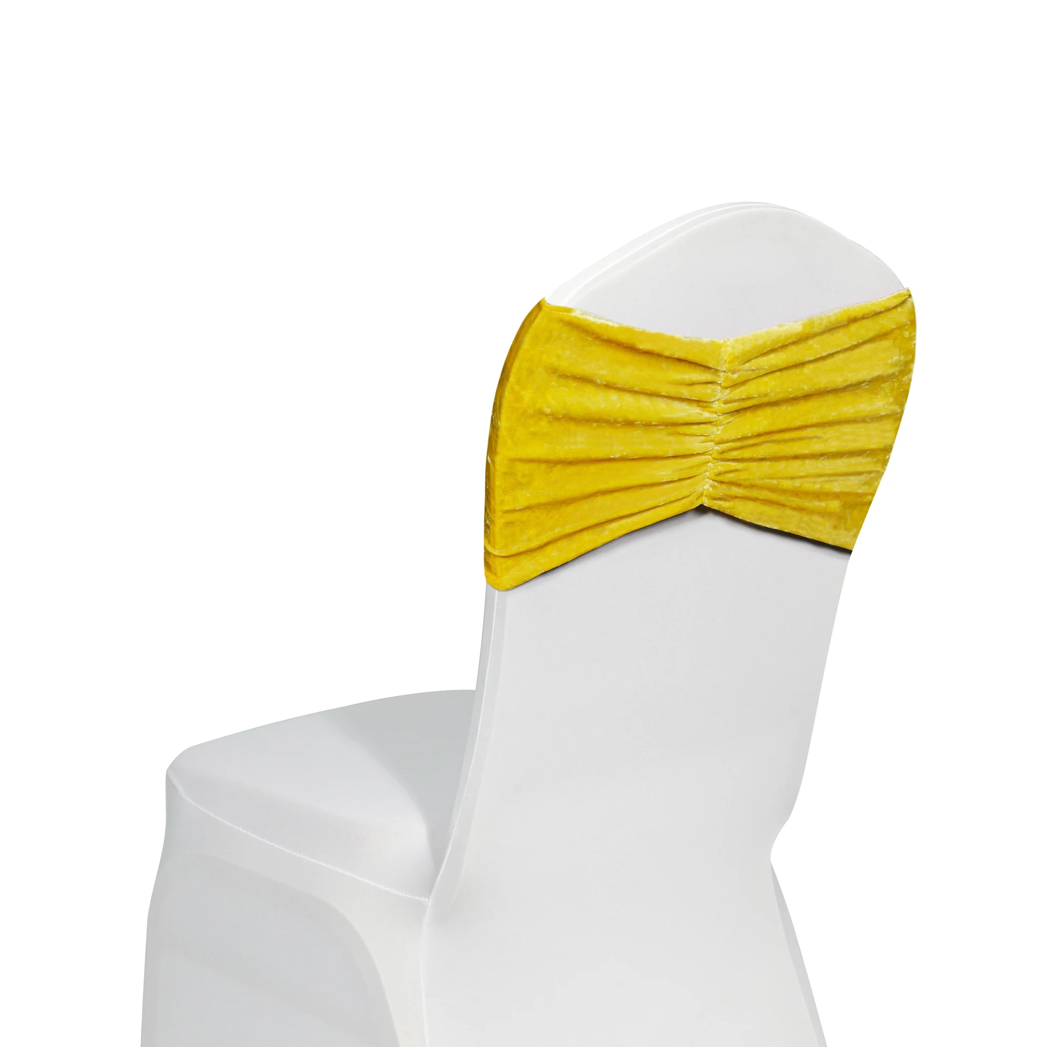 Velvet Ruffle Stretch Chair Band - Canary Yellow - Image 3