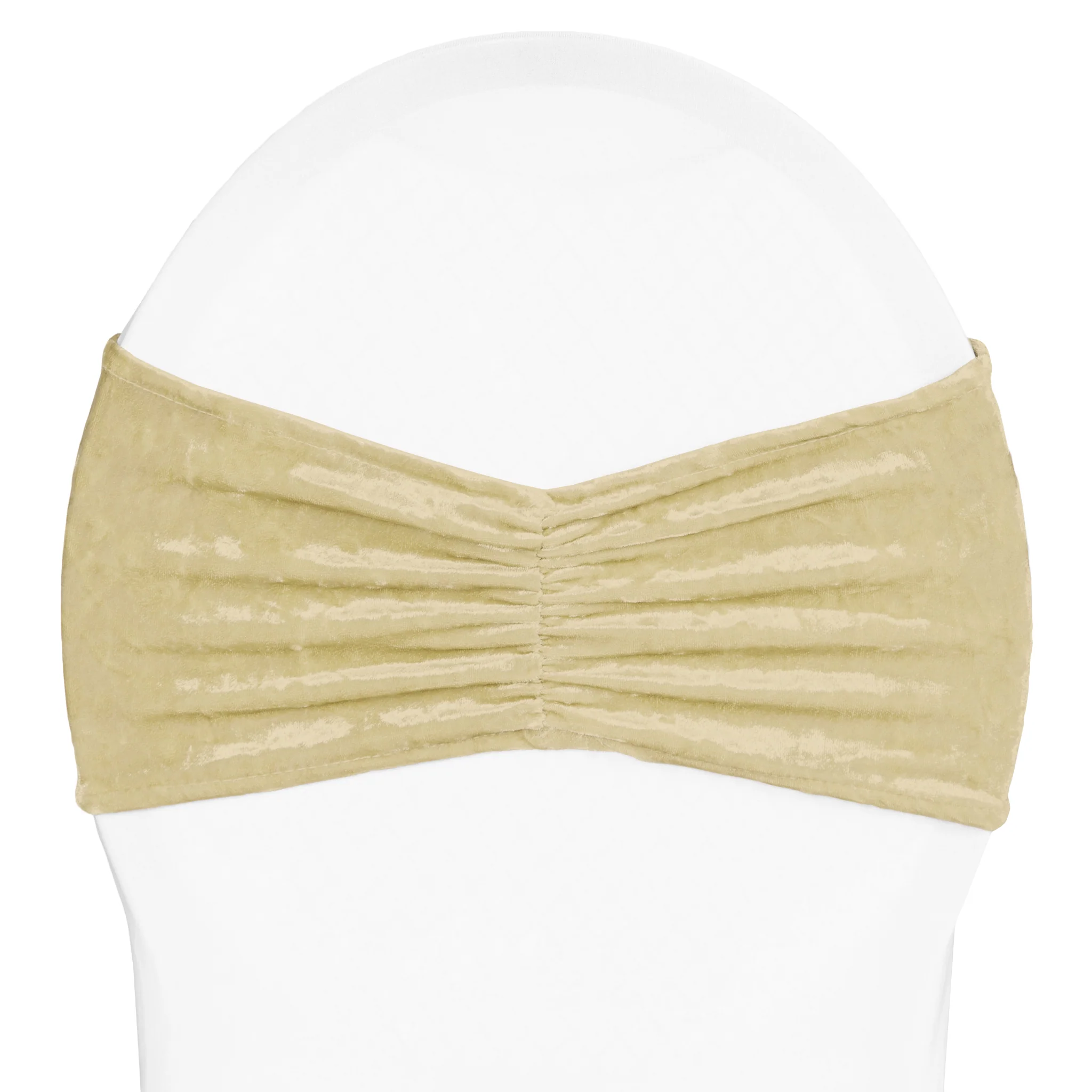 Velvet Ruffle Stretch Chair Band - Champagne - Image 2