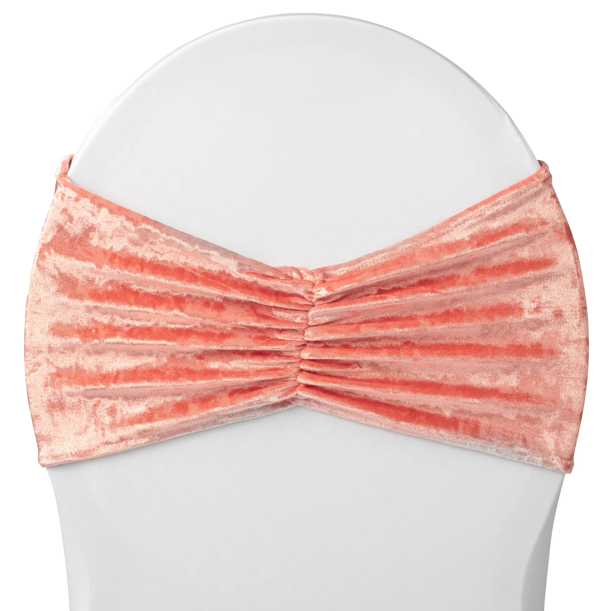 Velvet Ruffle Stretch Chair Band - Coral