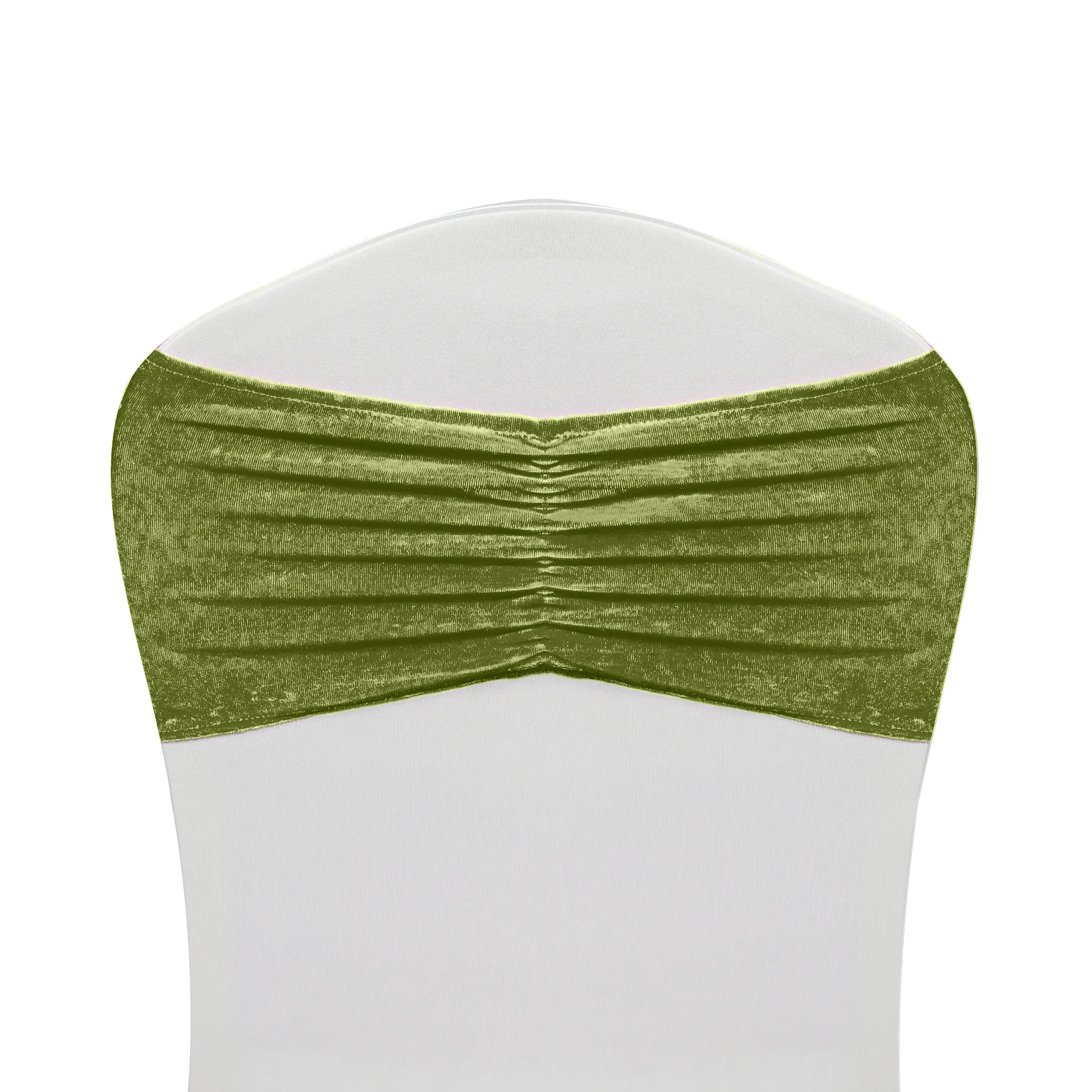 Velvet Ruffle Stretch Chair Band - Dark Sage Green - Image 3