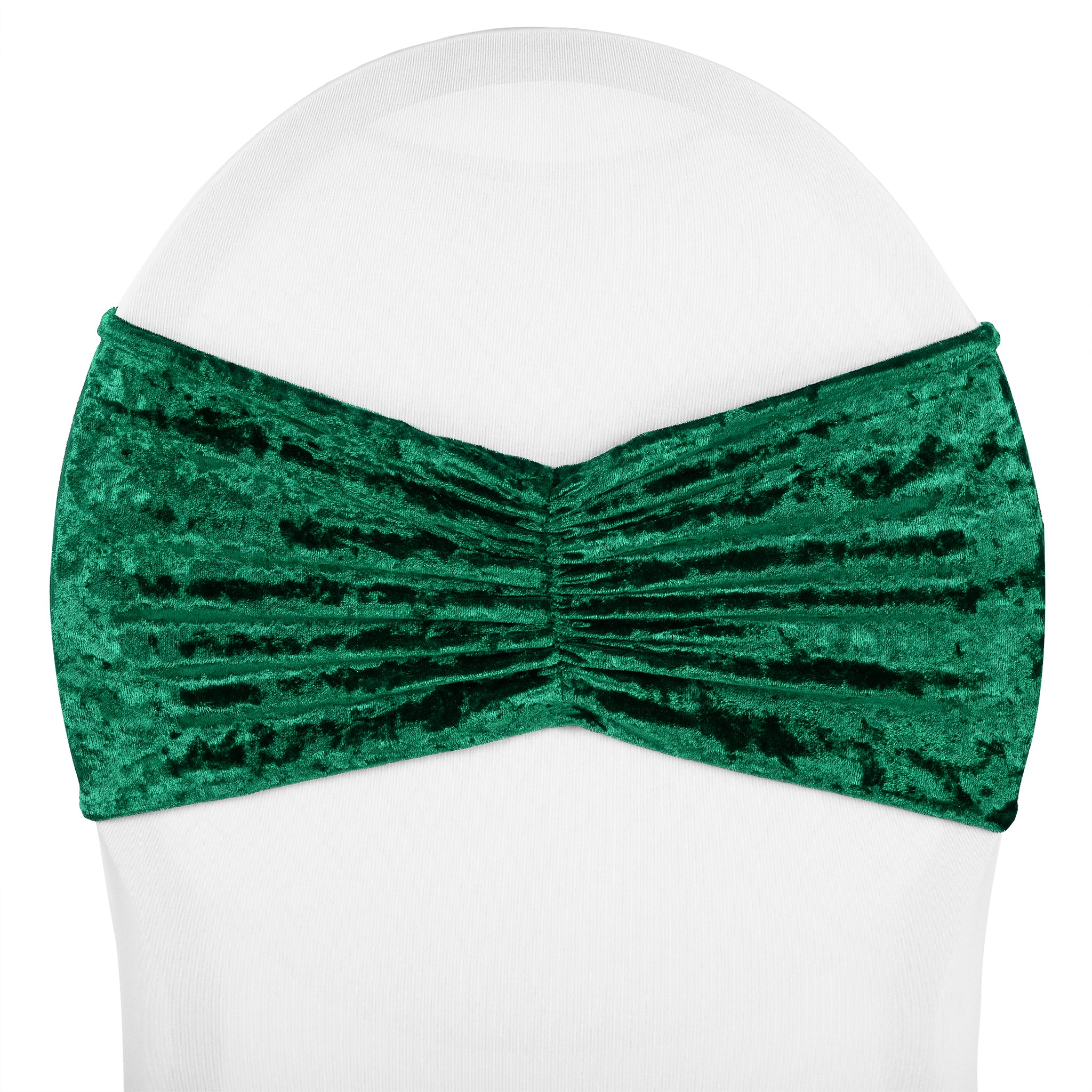 Velvet Ruffle Stretch Chair Band - Emerald Green