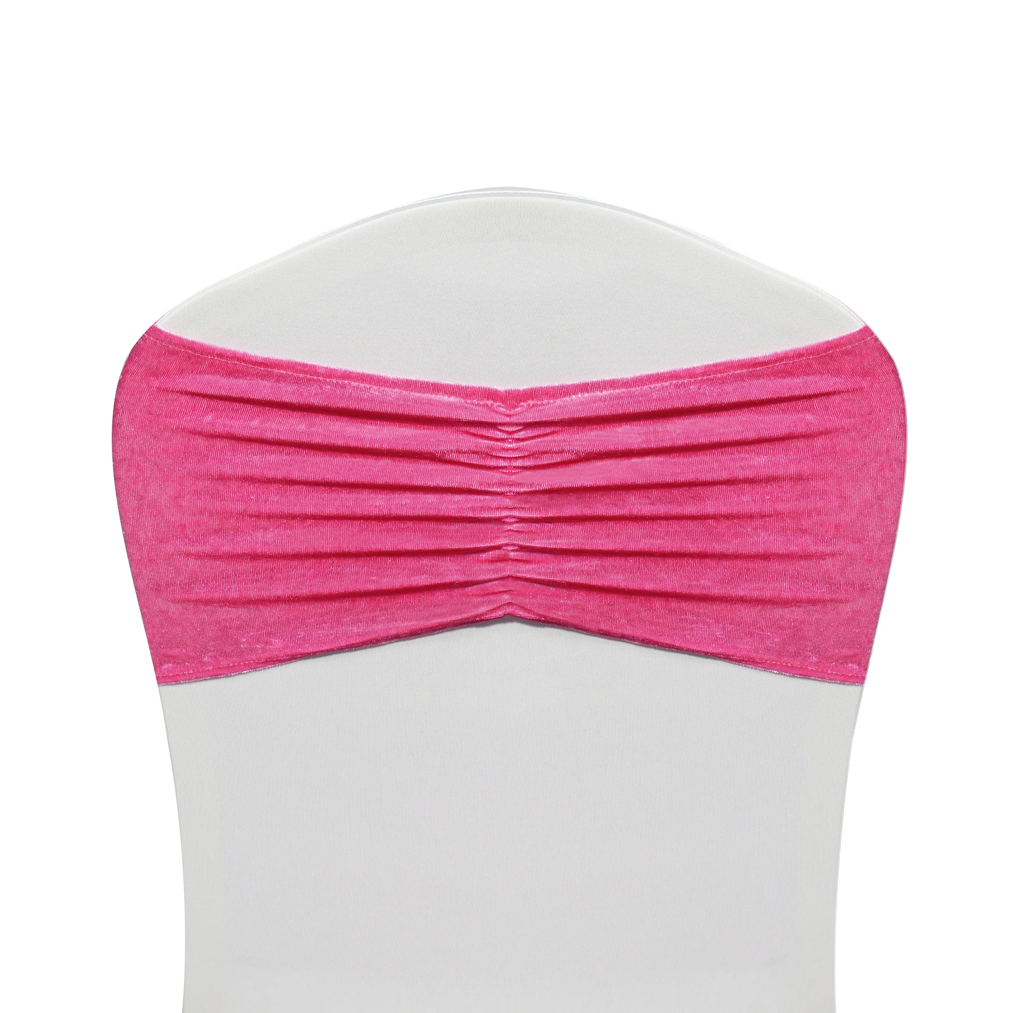 Velvet Ruffle Stretch Chair Band - Fuchsia