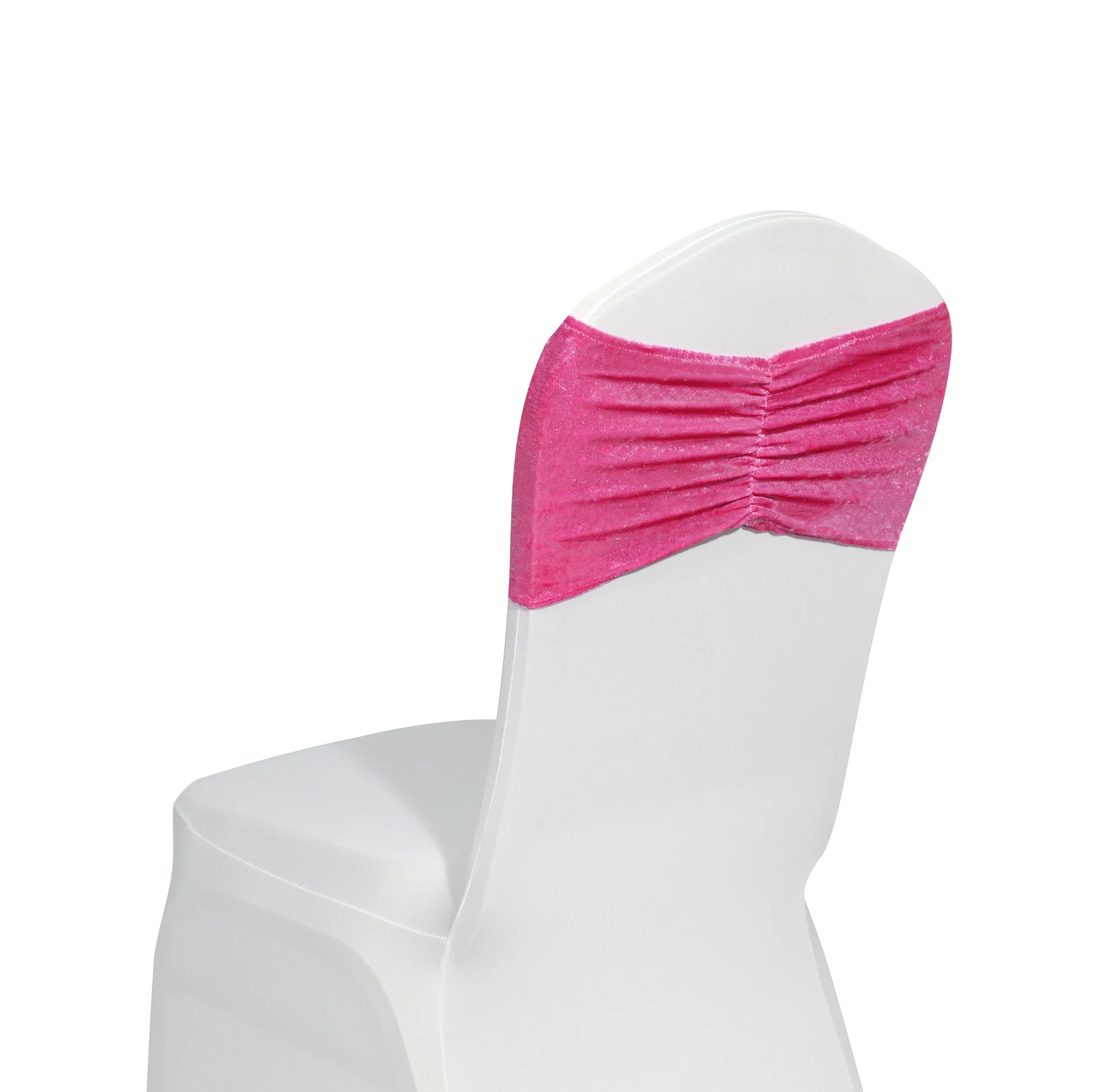 Velvet Ruffle Stretch Chair Band - Fuchsia - Image 3