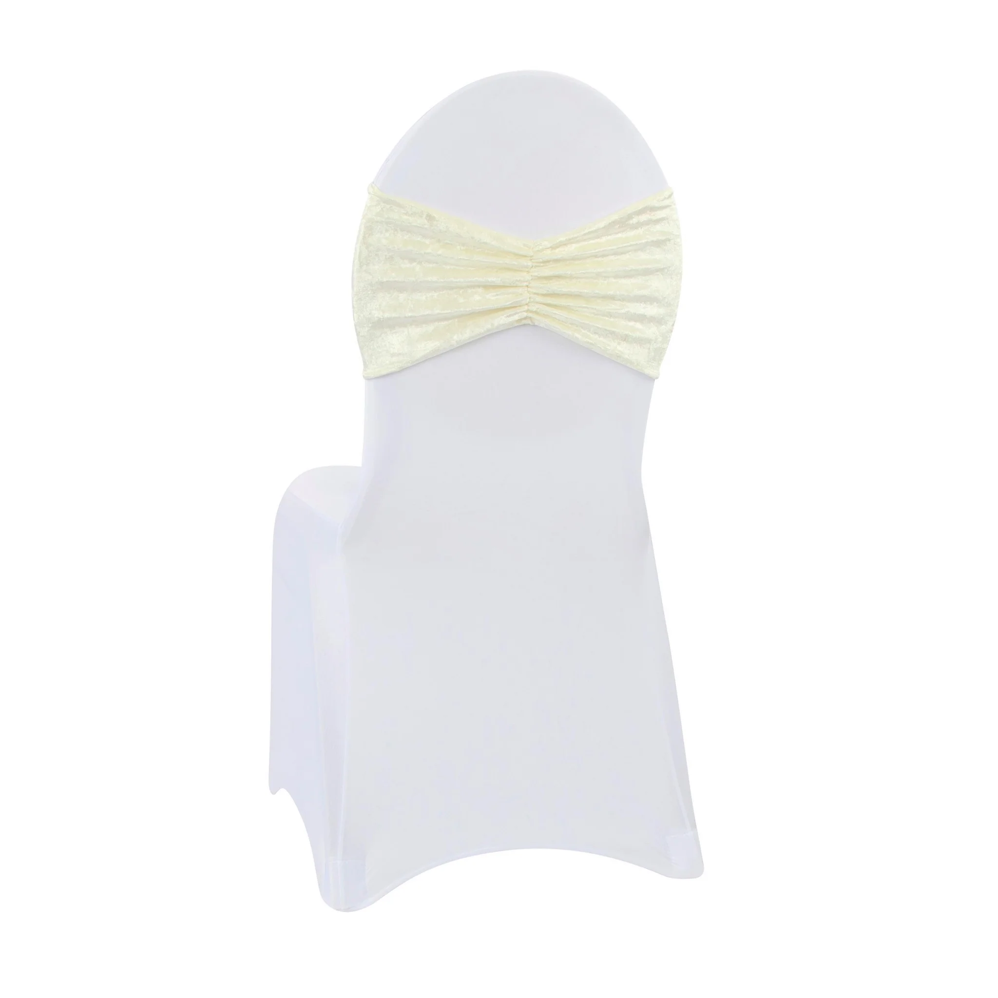 Velvet Ruffle Stretch Chair Band - Ivory - Image 2