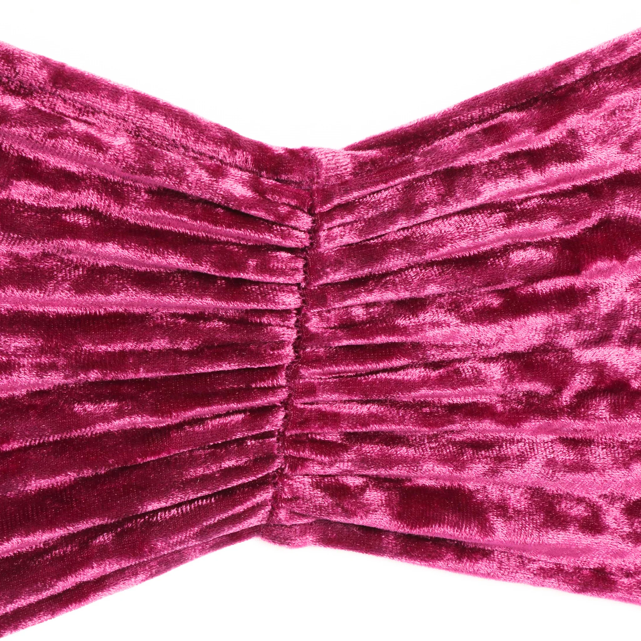 Velvet Ruffle Stretch Chair Band - Magenta - Image 2