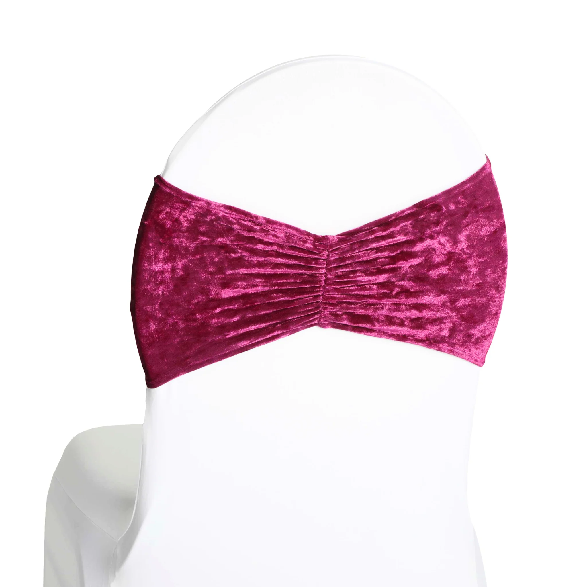 Velvet Ruffle Stretch Chair Band - Magenta - Image 3
