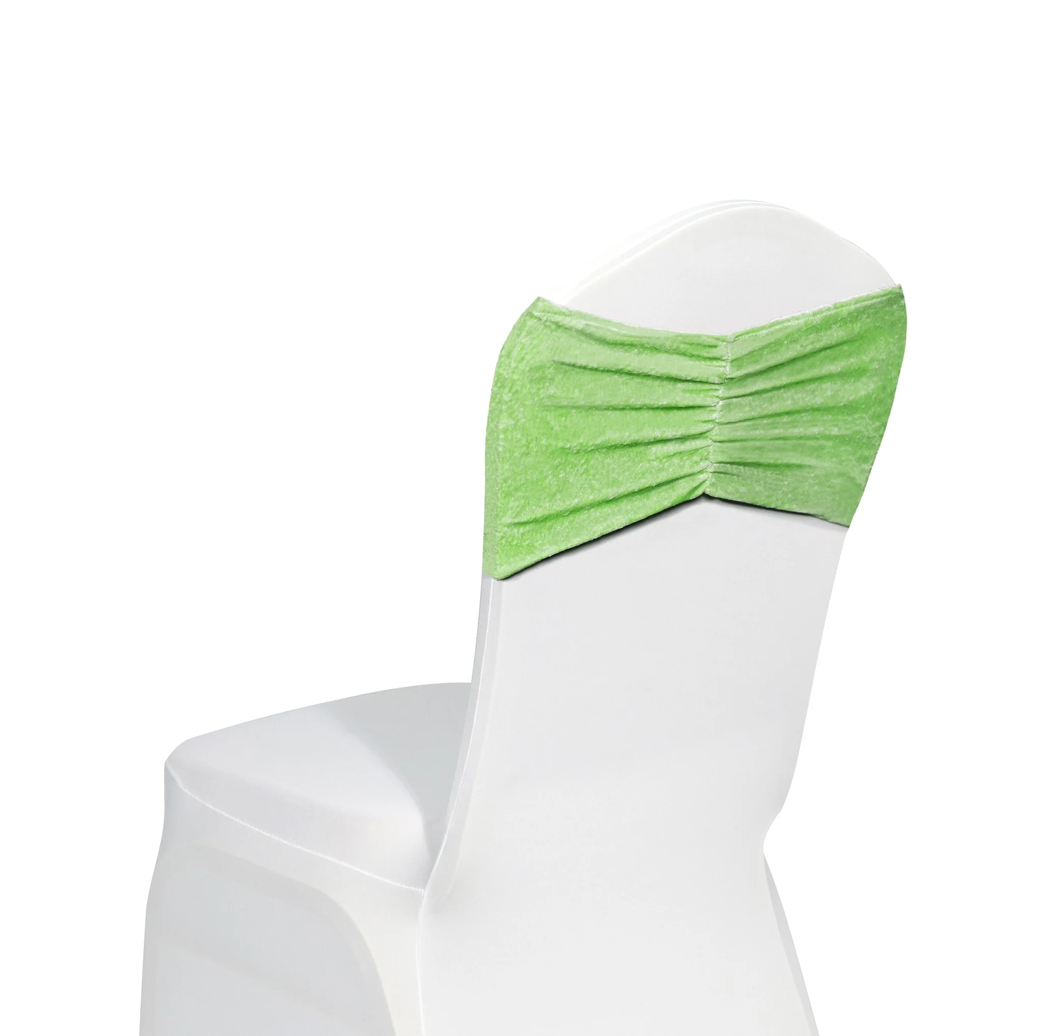 Velvet Ruffle Stretch Chair Band - Mint Green - Image 3
