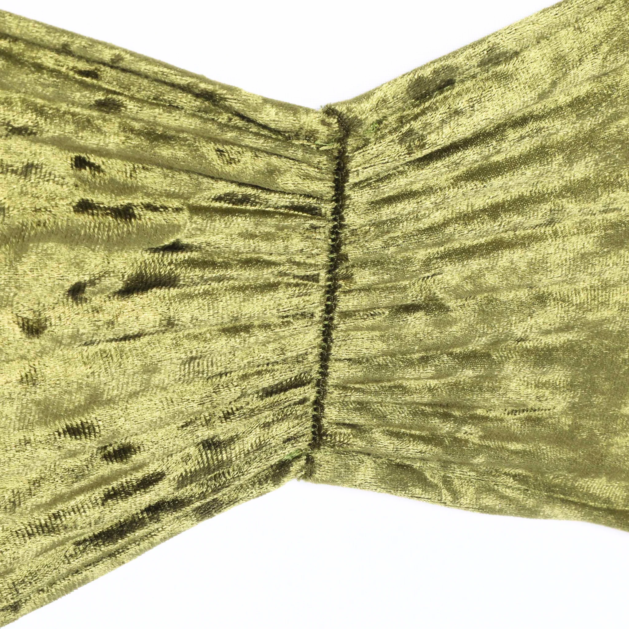 Velvet Ruffle Stretch Chair Band - Olive Green - Image 3