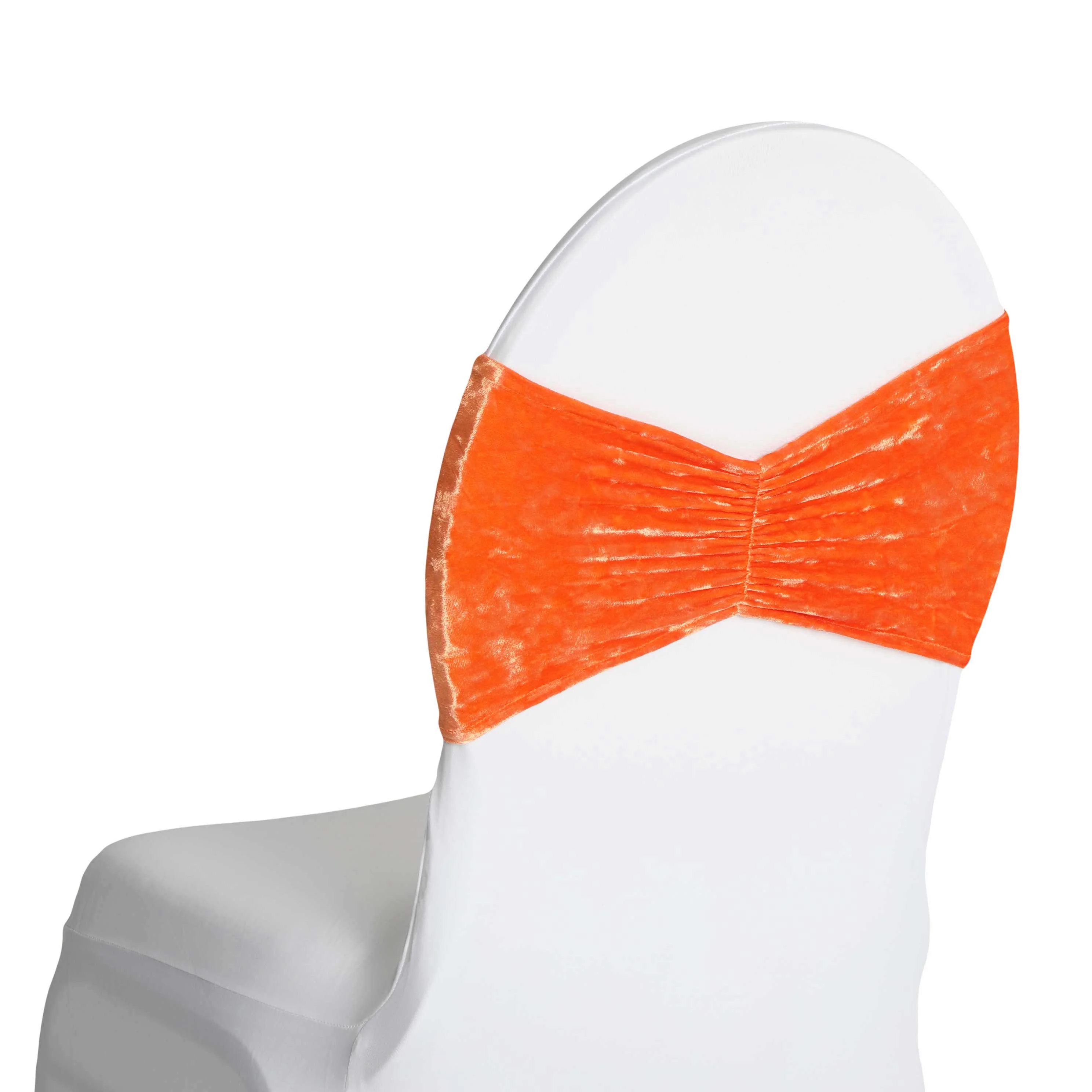 Velvet Ruffle Stretch Chair Band - Orange - Image 3