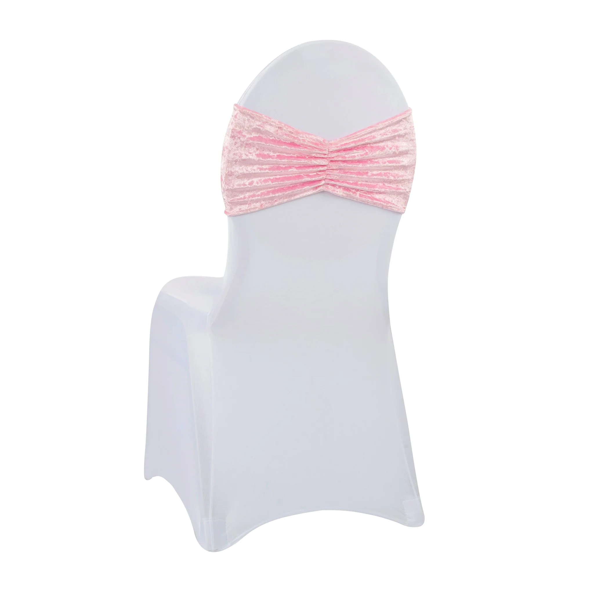 Velvet Ruffle Stretch Chair Band - Pink - Image 3