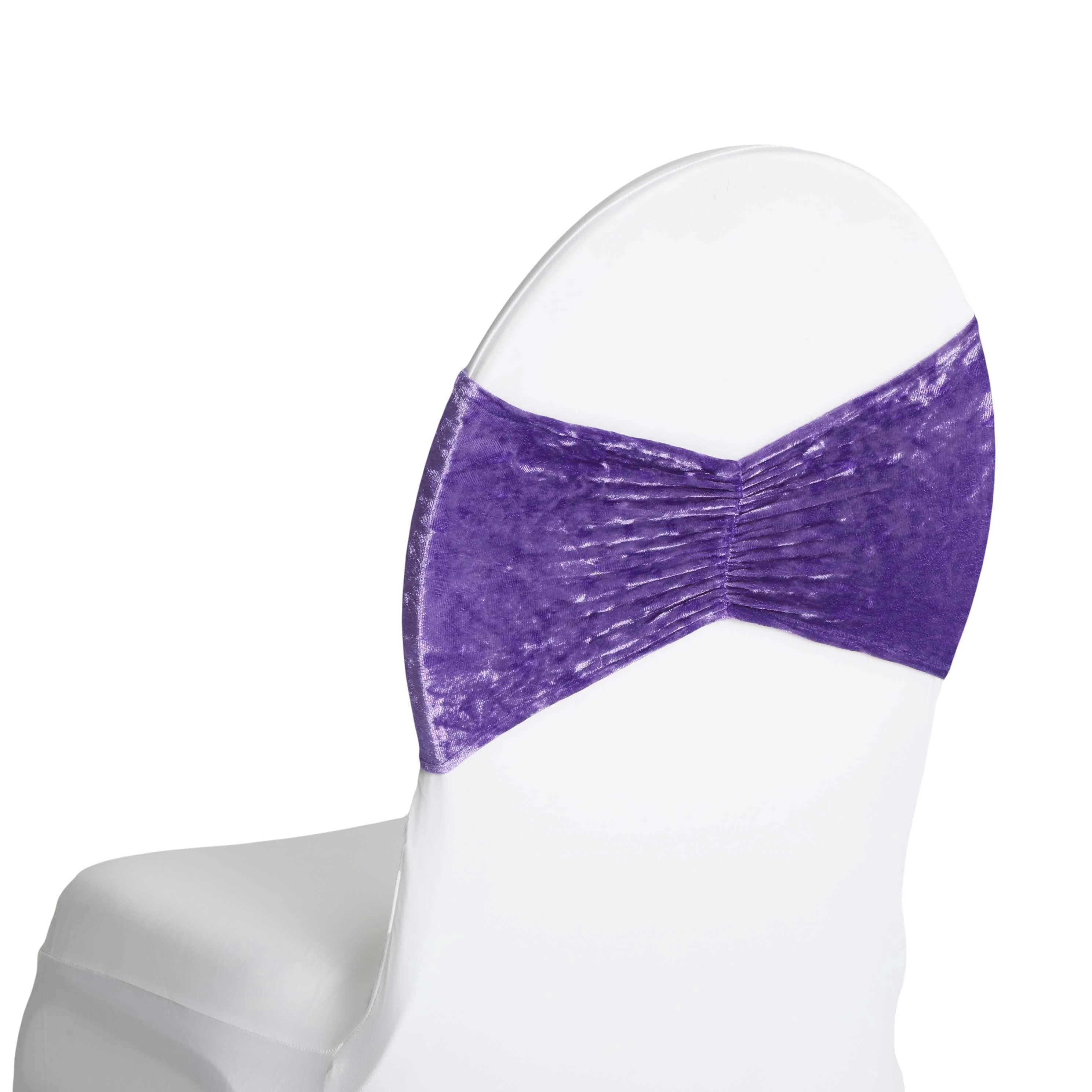 Velvet Ruffle Stretch Chair Band - Purple - Image 3