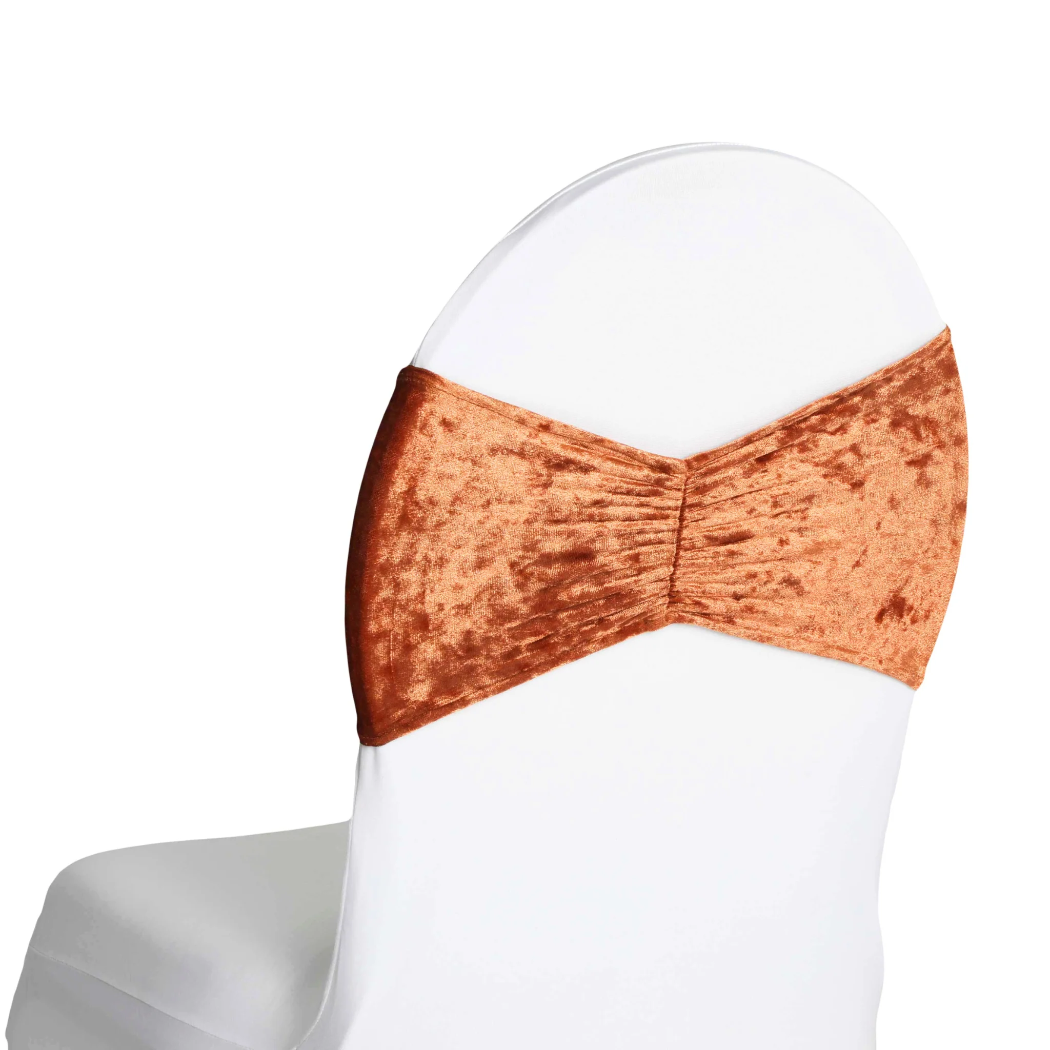Velvet Ruffle Stretch Chair Band - Terracotta - Image 3