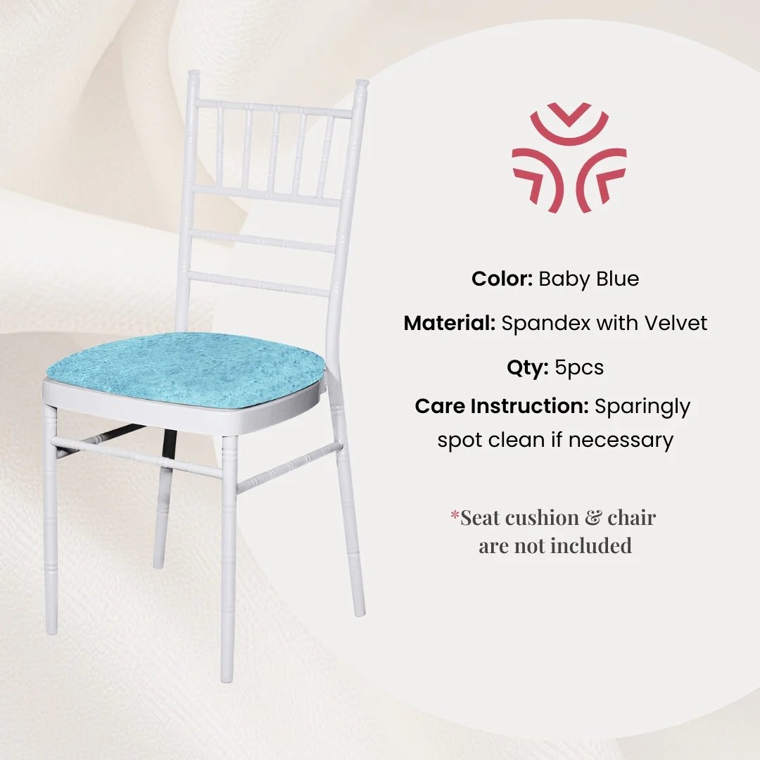 5 pcs/pk Velvet Spandex Chiavari Seat Pad Cover - Baby Blue - Image 7