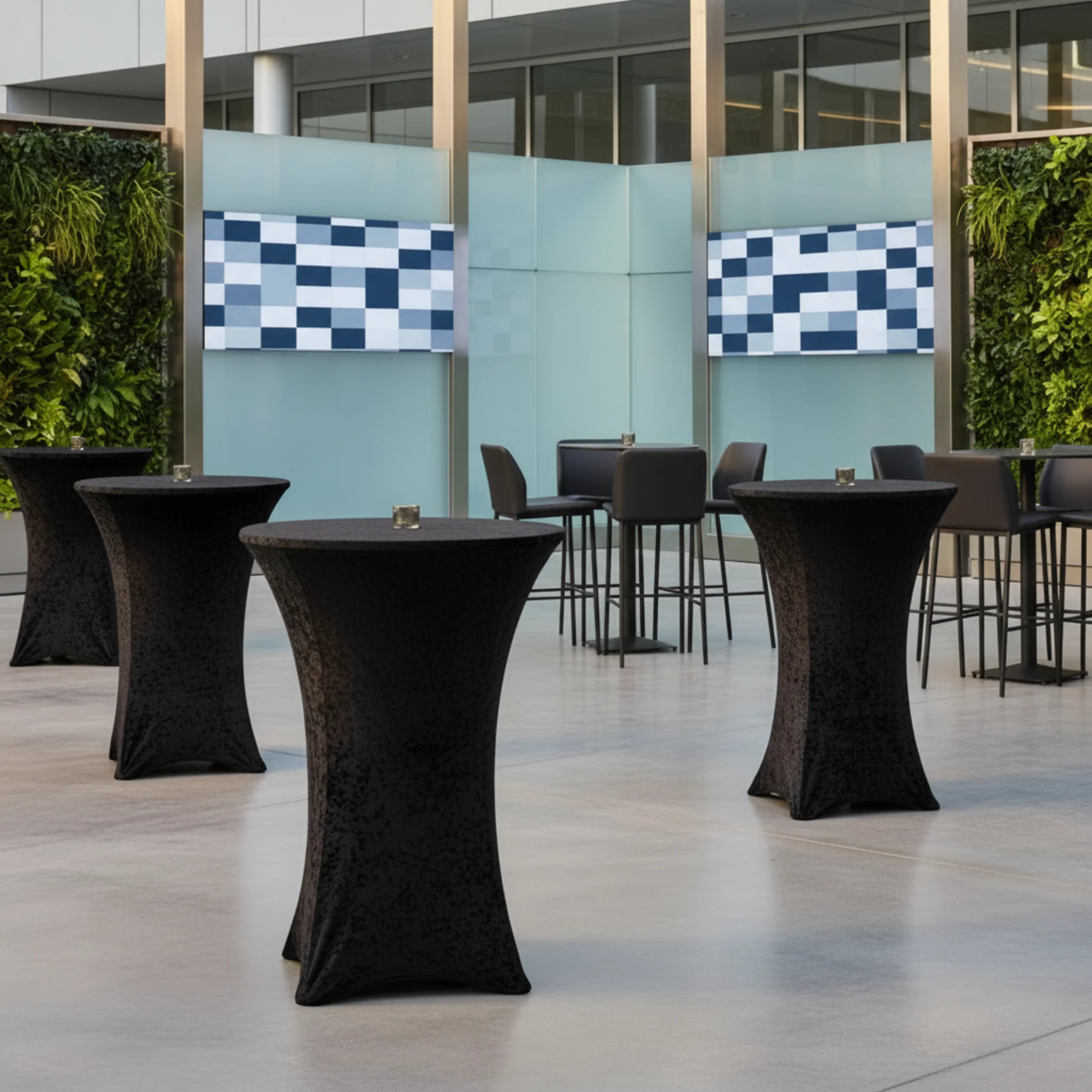 Velvet Spandex Cocktail Table Cover 32" Round - Black - Image 8
