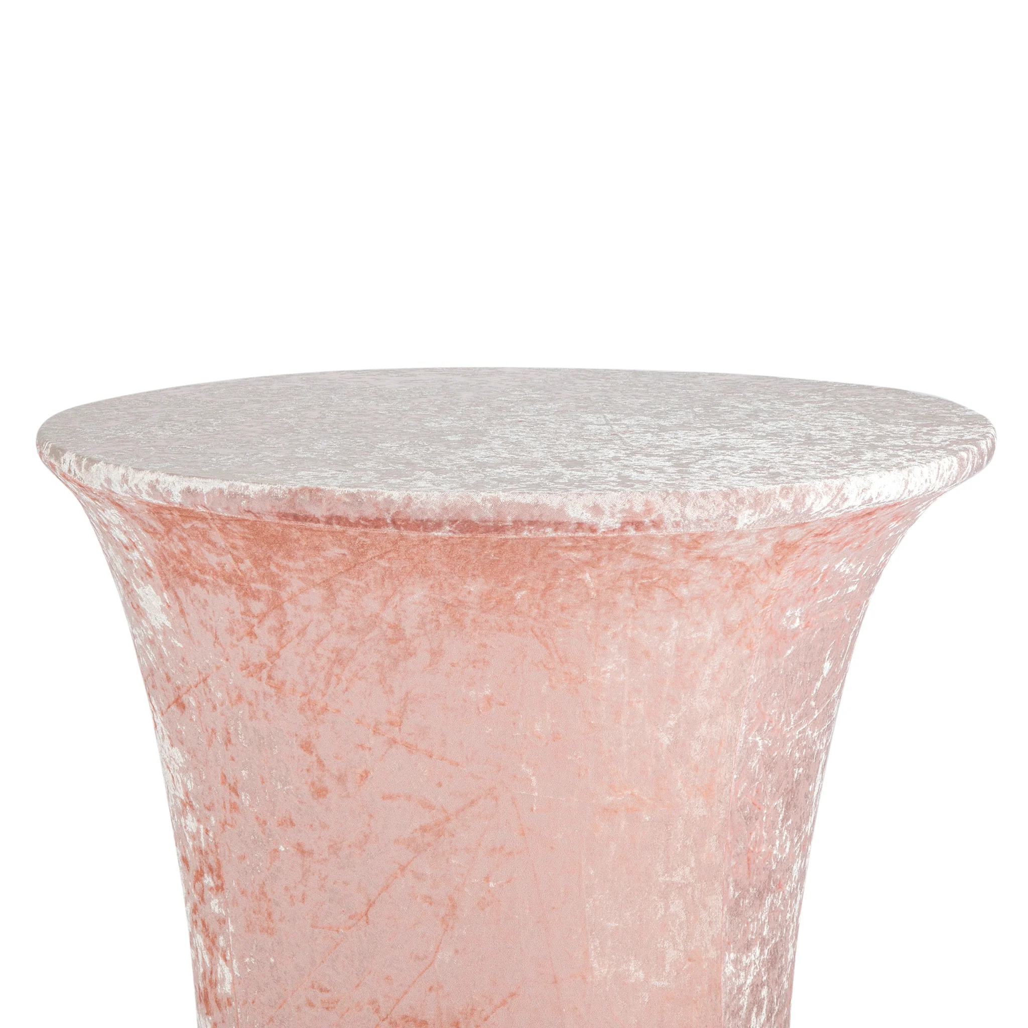 Velvet Spandex Cocktail Table Cover 32" Round - Blush/Rose Gold - Image 6