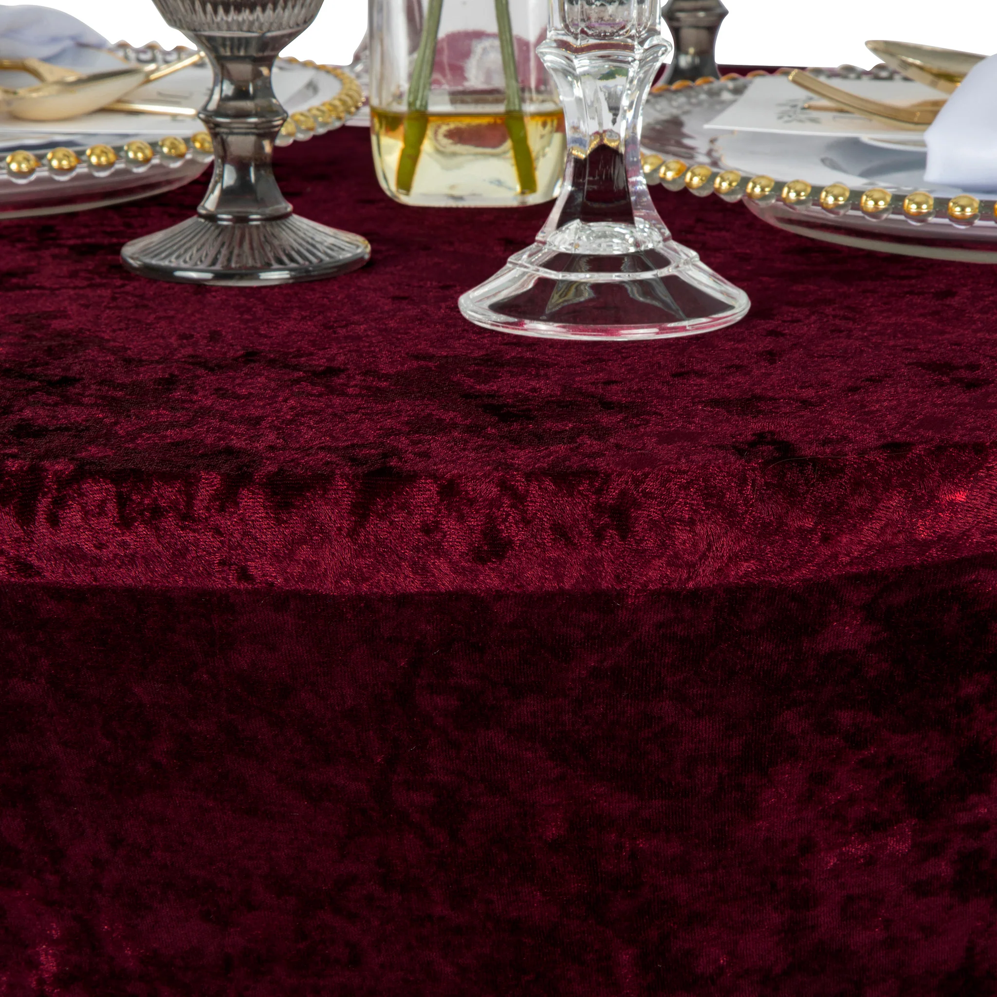Velvet Spandex Cocktail Table Cover 32" Round - Burgundy - Image 2