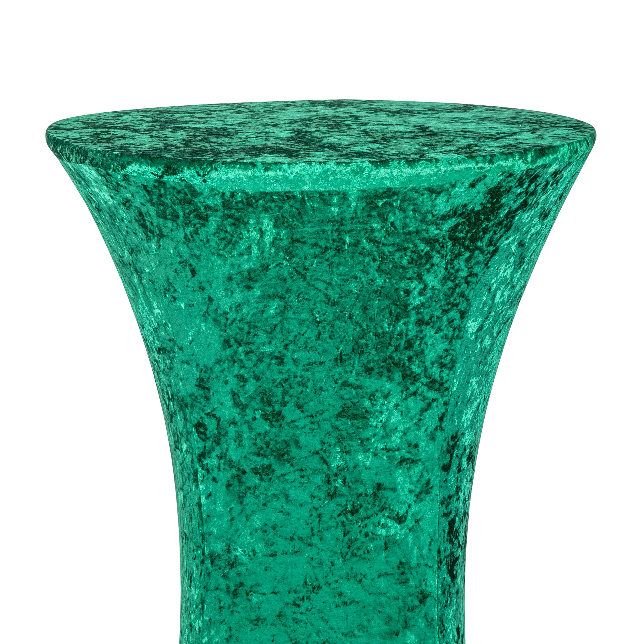 Velvet Spandex Cocktail Table Cover 32" Round - Emerald Green - Image 4