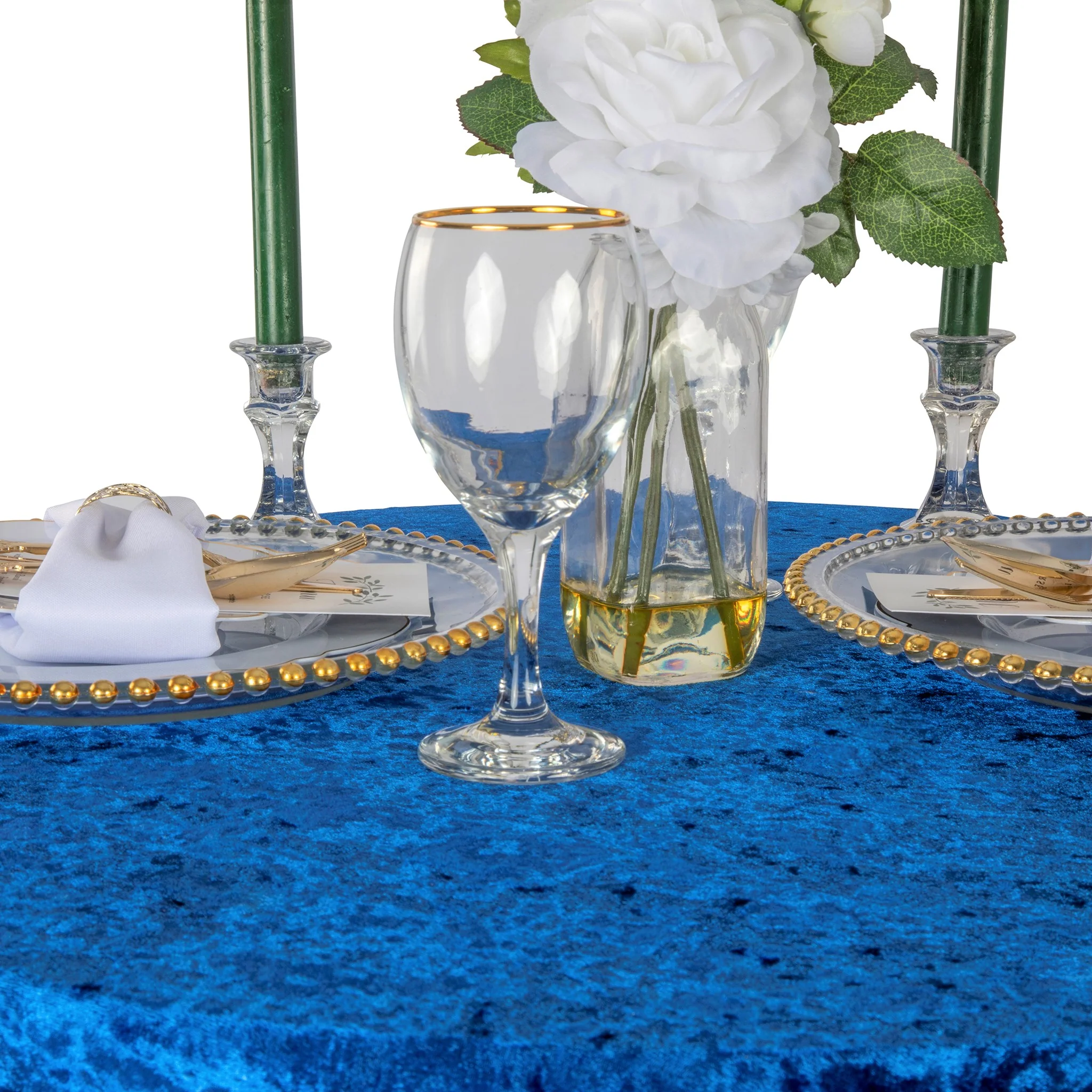 Velvet Spandex Cocktail Table Cover 32" Round - Royal Blue - Image 2