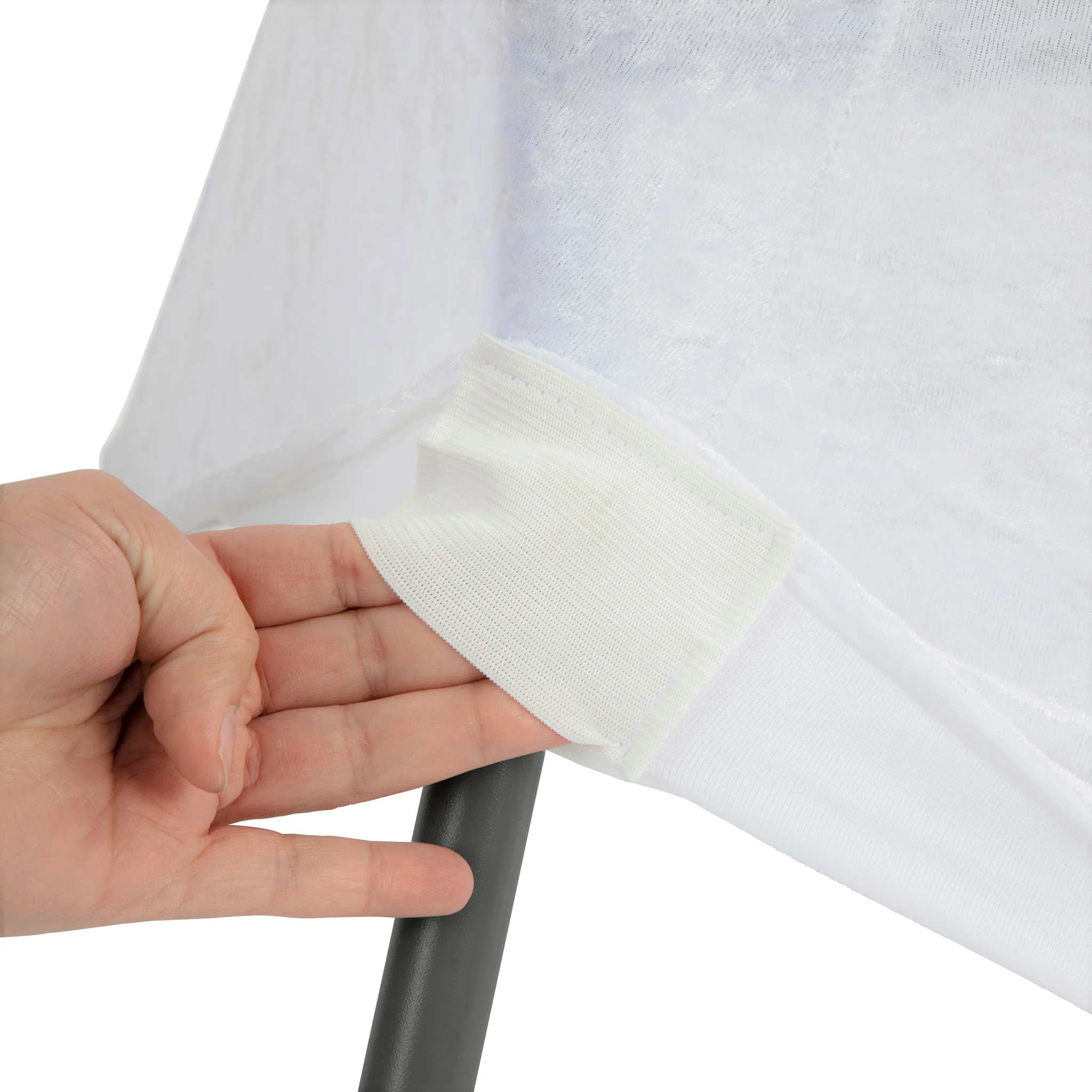 Velvet Spandex Cocktail Table Cover 32" Round - White - Image 3