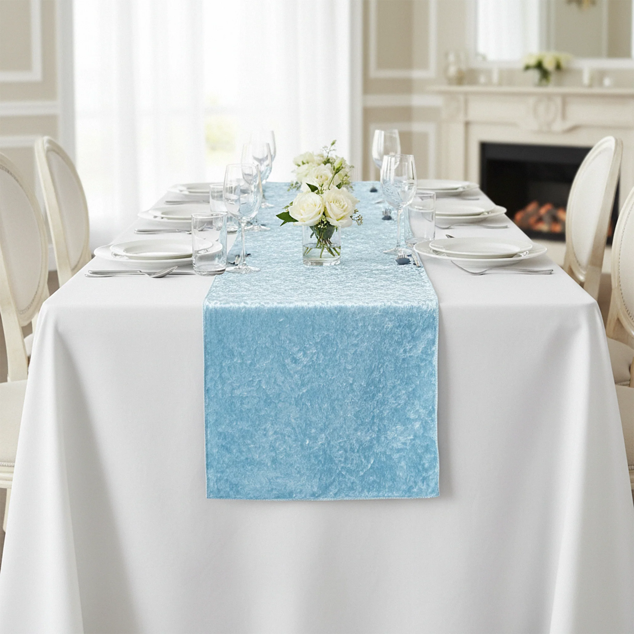 Velvet Table Runner - Baby Blue - Image 4
