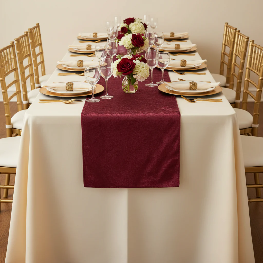 Velvet Table Runner - Burgundy - Image 2