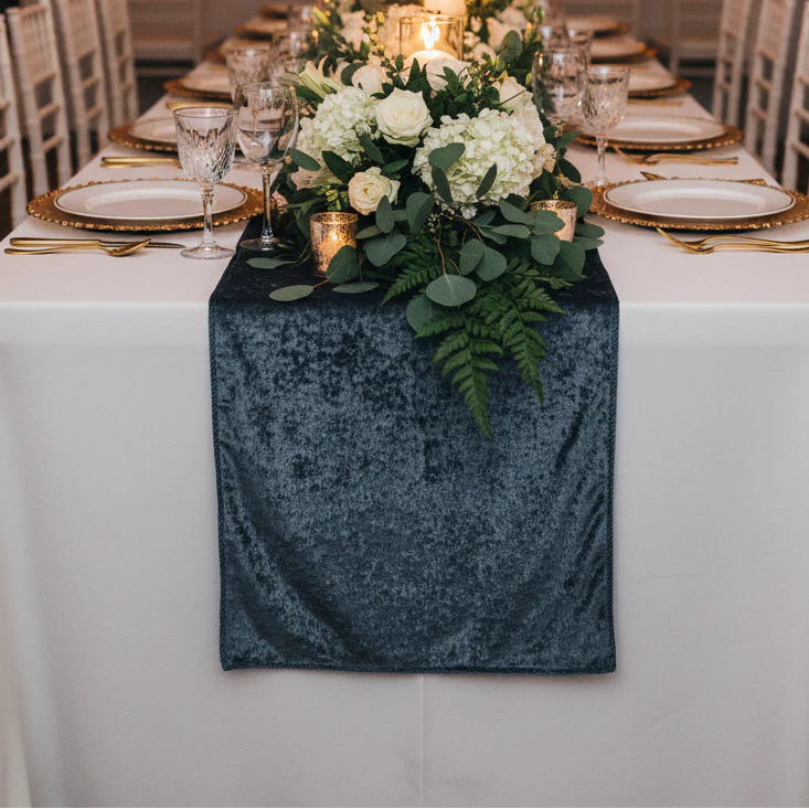 Velvet Table Runner - Dark Slate Blue