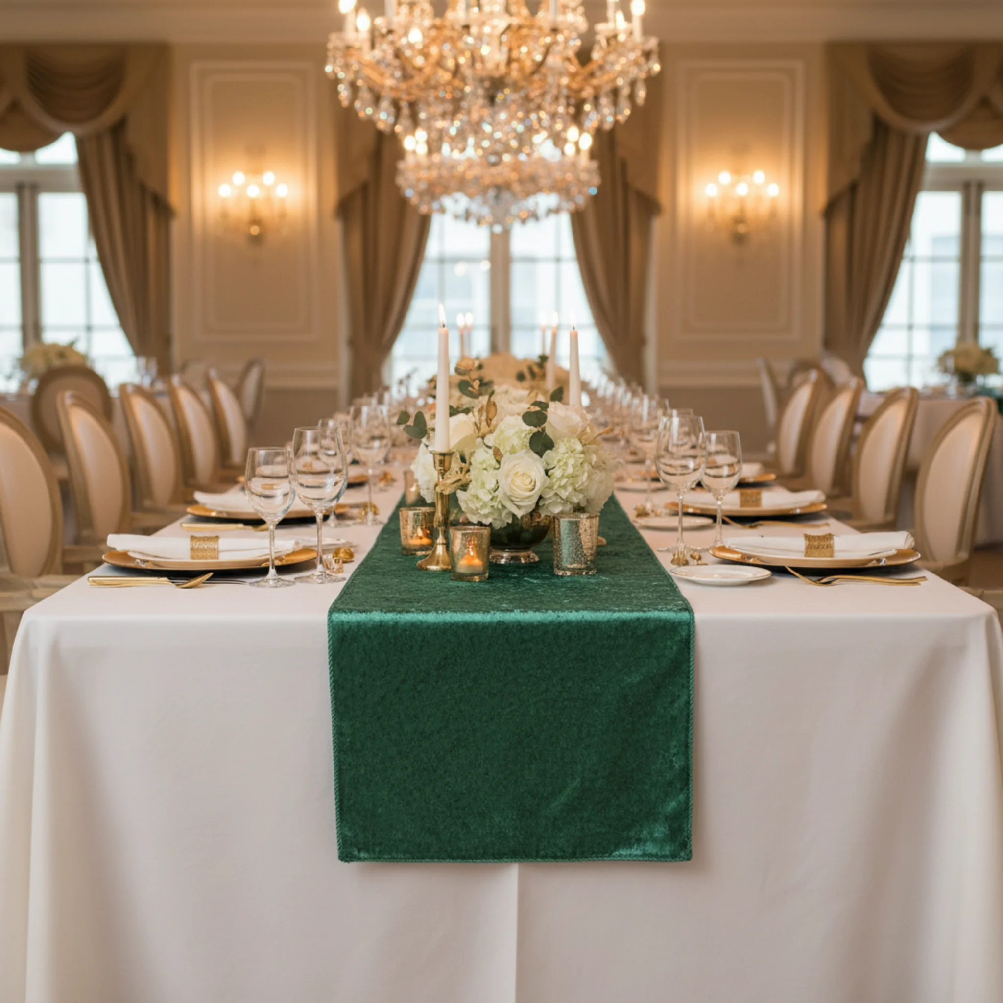 Velvet Table Runner - Emerald Green - Image 4