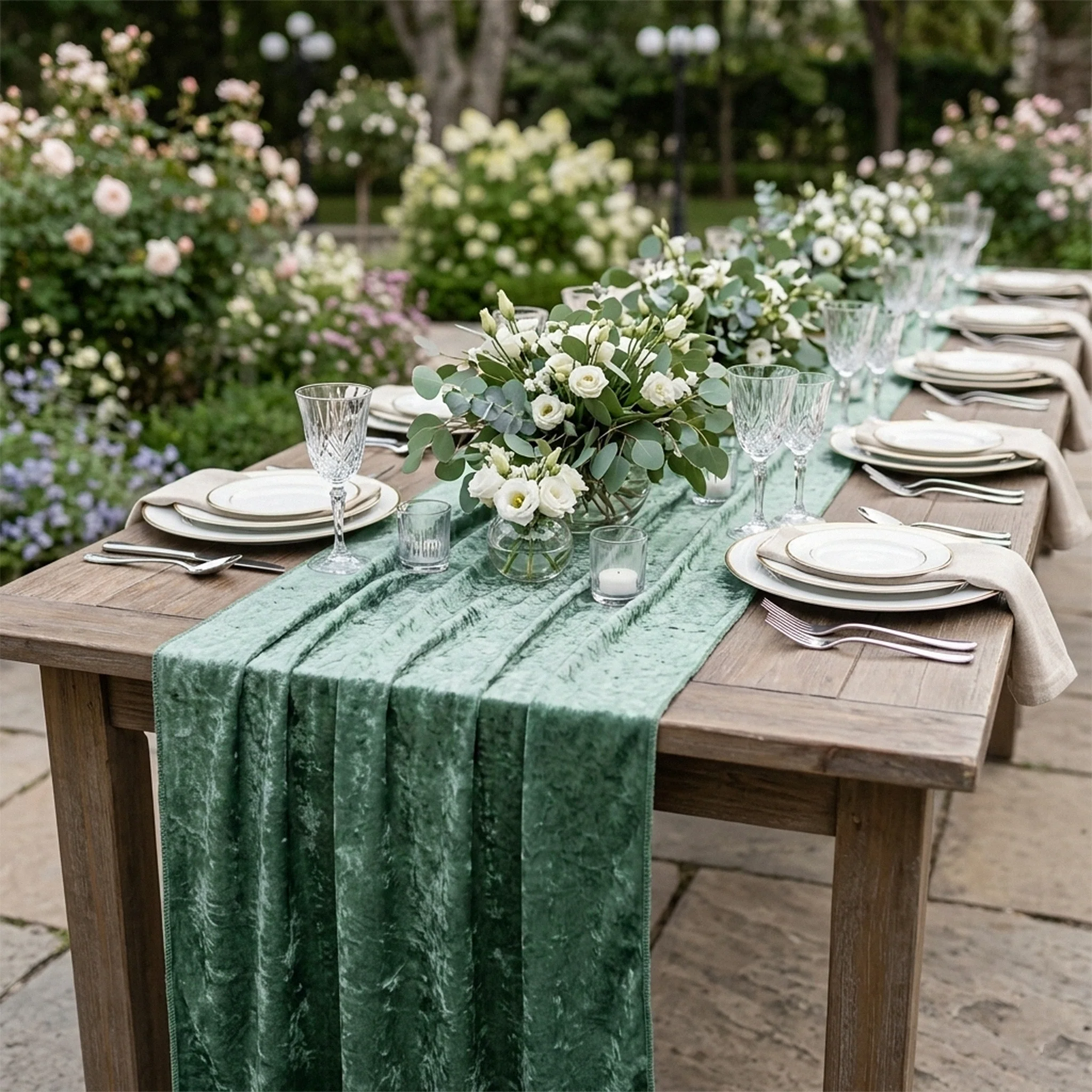 Velvet Table Runner - Eucalyptus - Image 2