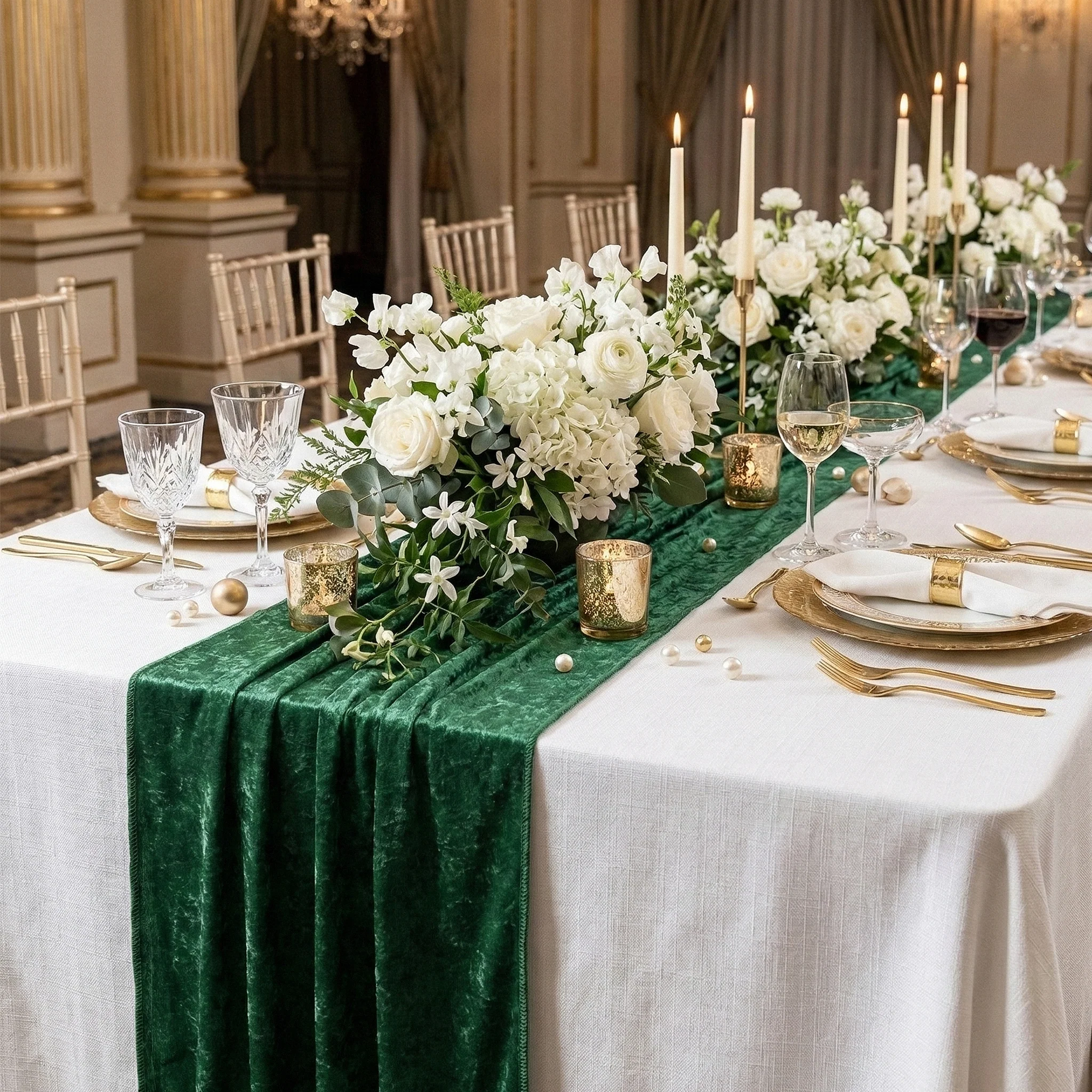 Velvet Table Runner - Forest Green - Image 2